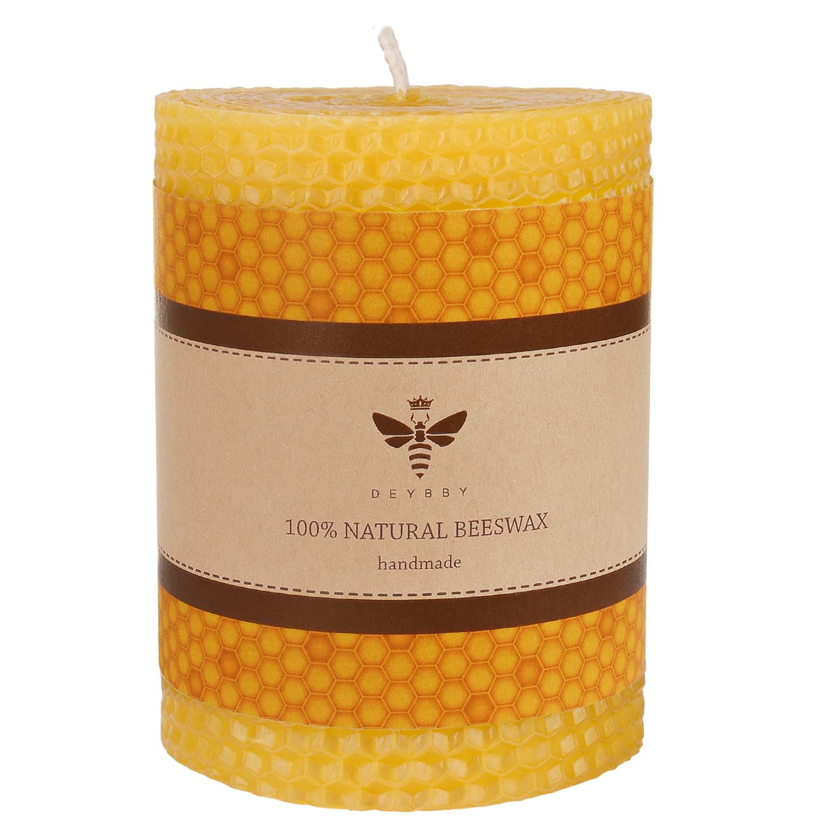 Beeswax Pillar Candle - Handmade Pure Beeswax Rolled Candle for Gift & Home Decor (3×4 in)