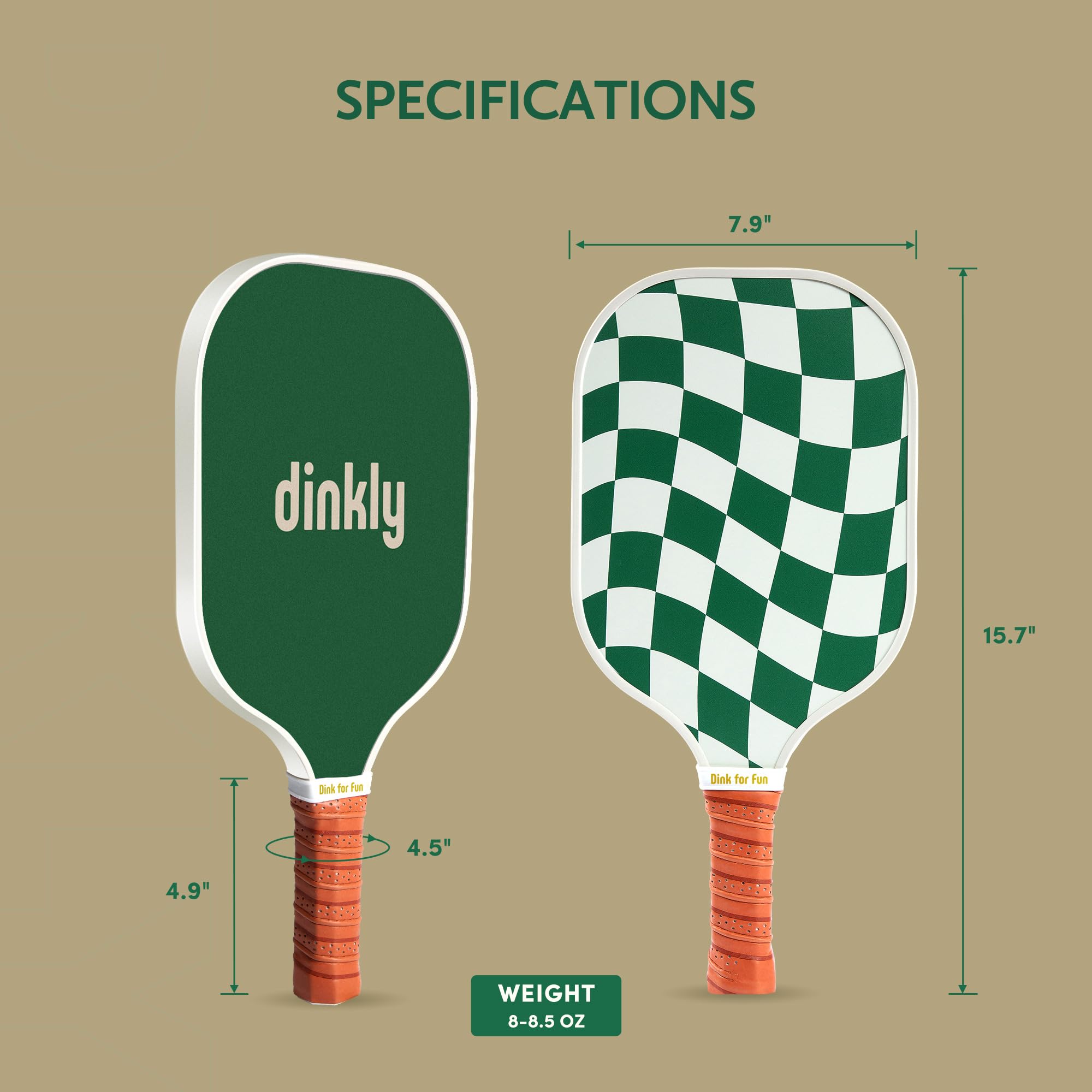 Dinkly Pickleball Paddles Set of 2 - USAPA Approved Graphite Pickleball Racket, 2 Pickleball Rackets, 4 Balls and 1 Portable Carry Bag, Pickle Ball Set for Men Women, Wave Check