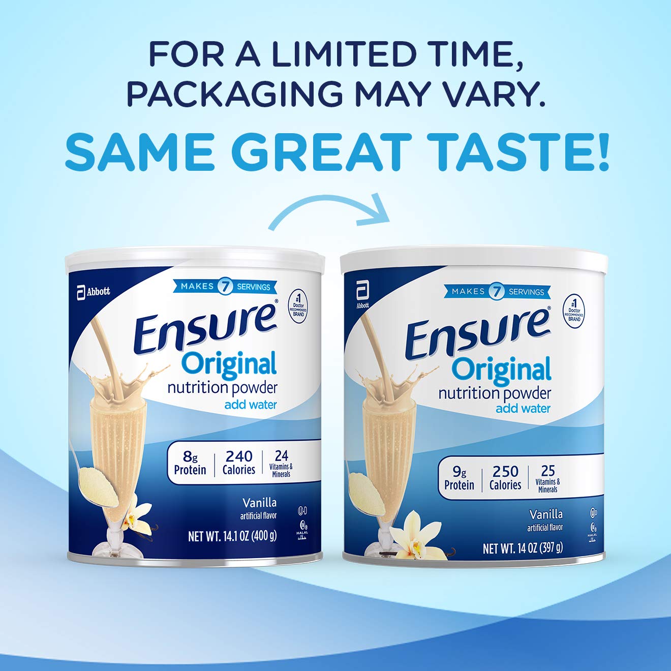 Ensure Original Nutrition Shake Powder with 9 Grams of Protein, Meal Replacement Shakes, Vanilla, 14 Oz, 3 Count