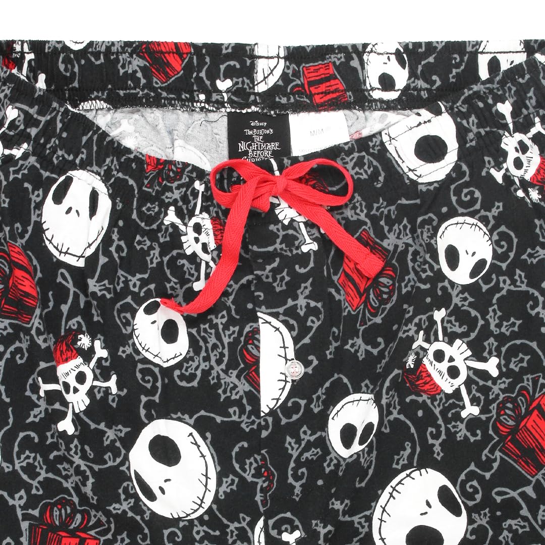 Disney Nightmare Before Christmas Jack Skellington Mens Holiday Lounge Pajama Pant (Medium, Black)