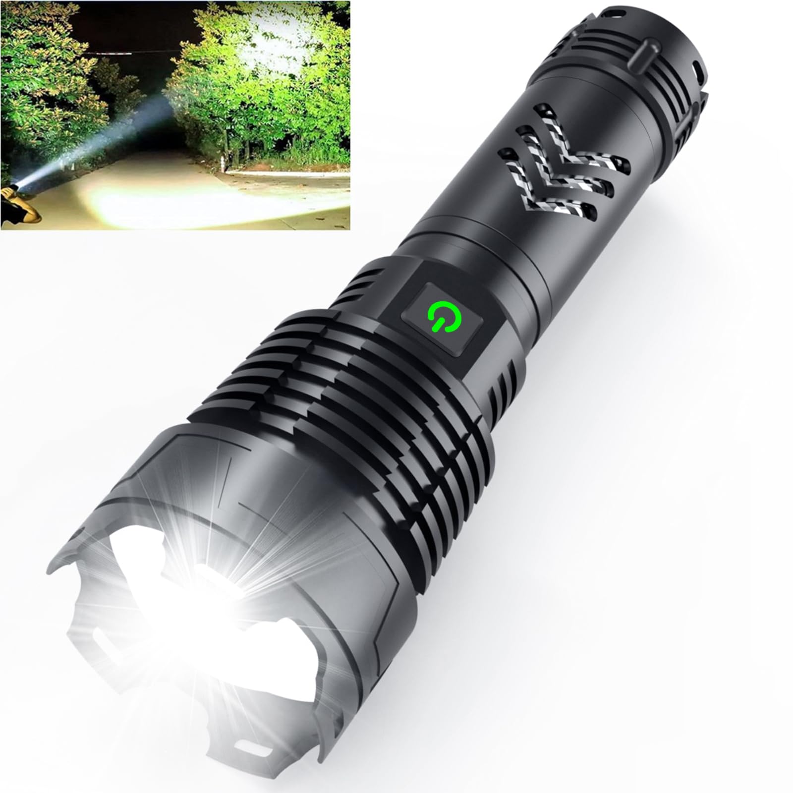 Alifa Rechargeable Flashlights 1500000High Lumens, LED Powerful Super Bright Flashlight, 5 Mode Zoomable Tactical Flashlights Waterproof, Output Funtion & 24H Long Life for Emergencies Camping.