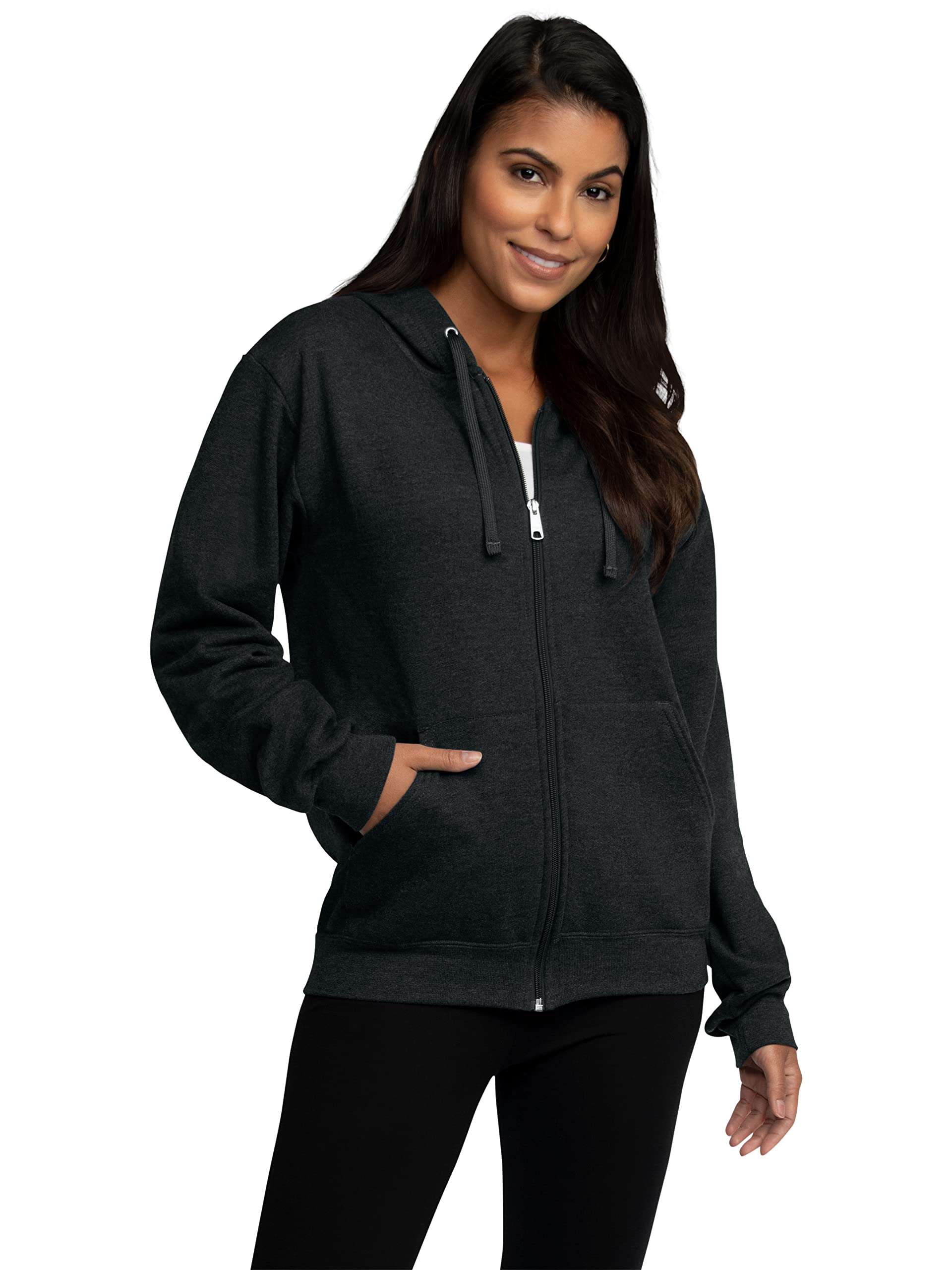 Fruit of the Loom Eversoft Fleece Hoodies, Pullover, Moisture Wicking & Breathable, Sizes S-4x, Black Heather Full Zip, X-Large