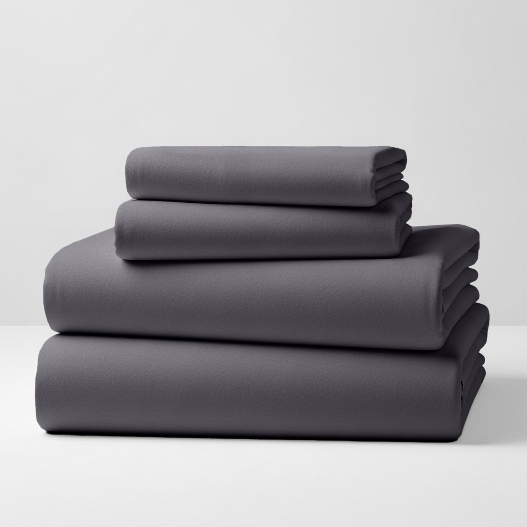 Mellanni Cotton Flannel Sheet Set - Double Brushed for Added Softness & Comfort - Deep Pocket Fitted Sheet up to 16" - 4 Piece Set (Queen, Gray)