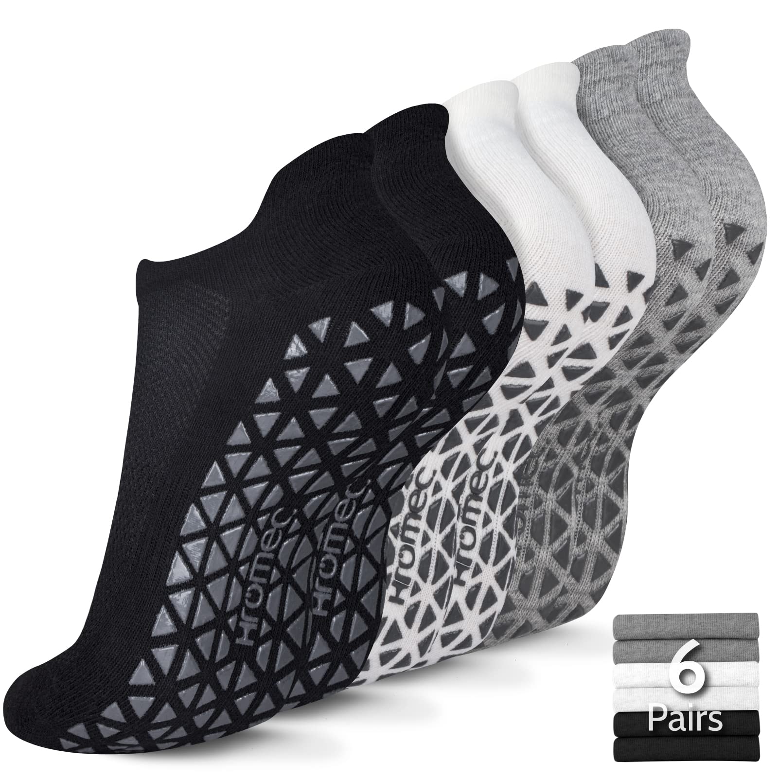 Non Slip Yoga Socks with Grips for Pilates, Ballet, Barre, Barefoot,Bikram,Hospital Anti Skid Socks for Women and Men