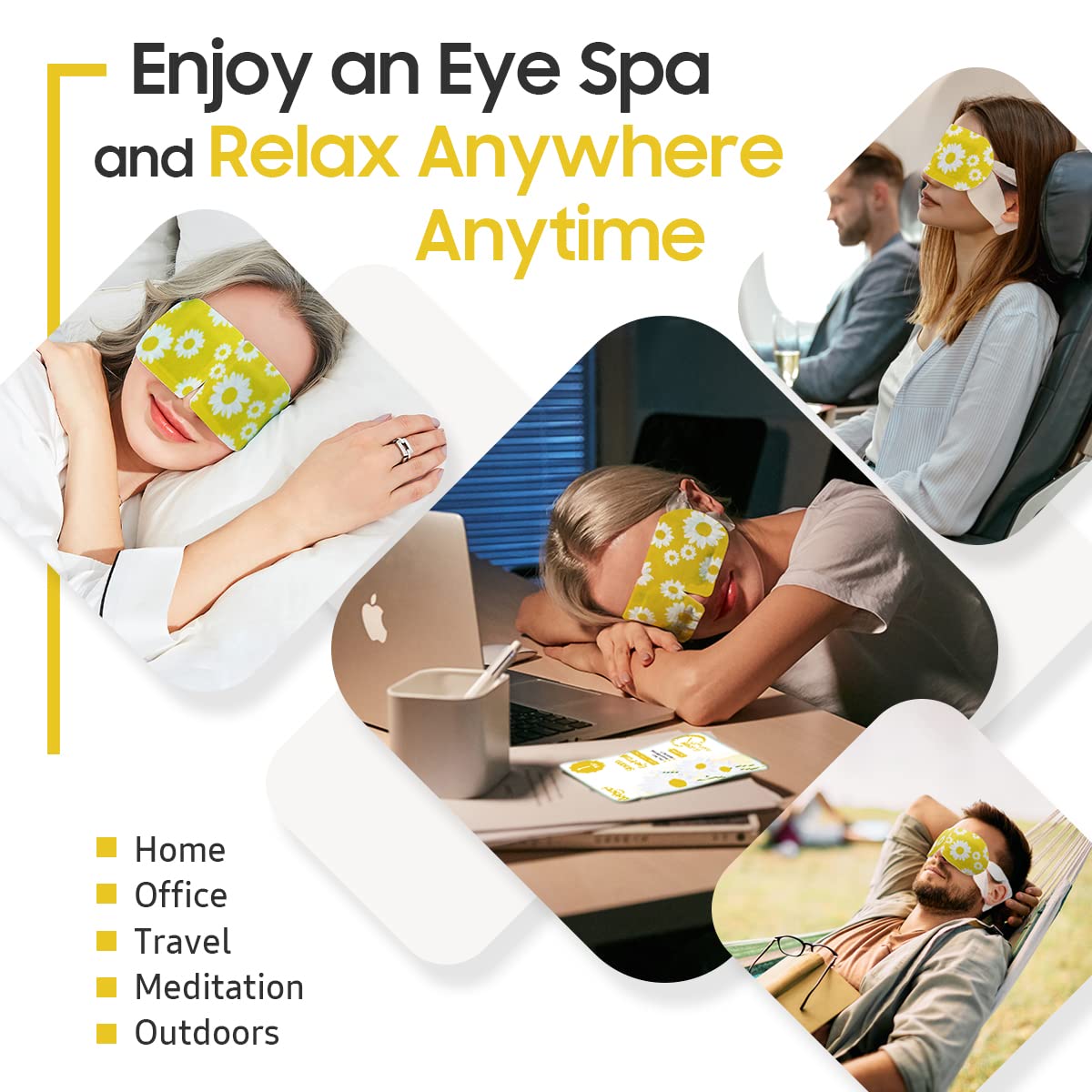 BeHoomi Steam Eye Mask, 10 Packs Heated Eye Mask, Self Heating Disposable SPA Warm Compress for Eyes Sleep Mask, Soothing Moist Heat Eye Masks, Travel Essentials & Relaxation Gifts (Chamomile Scent)