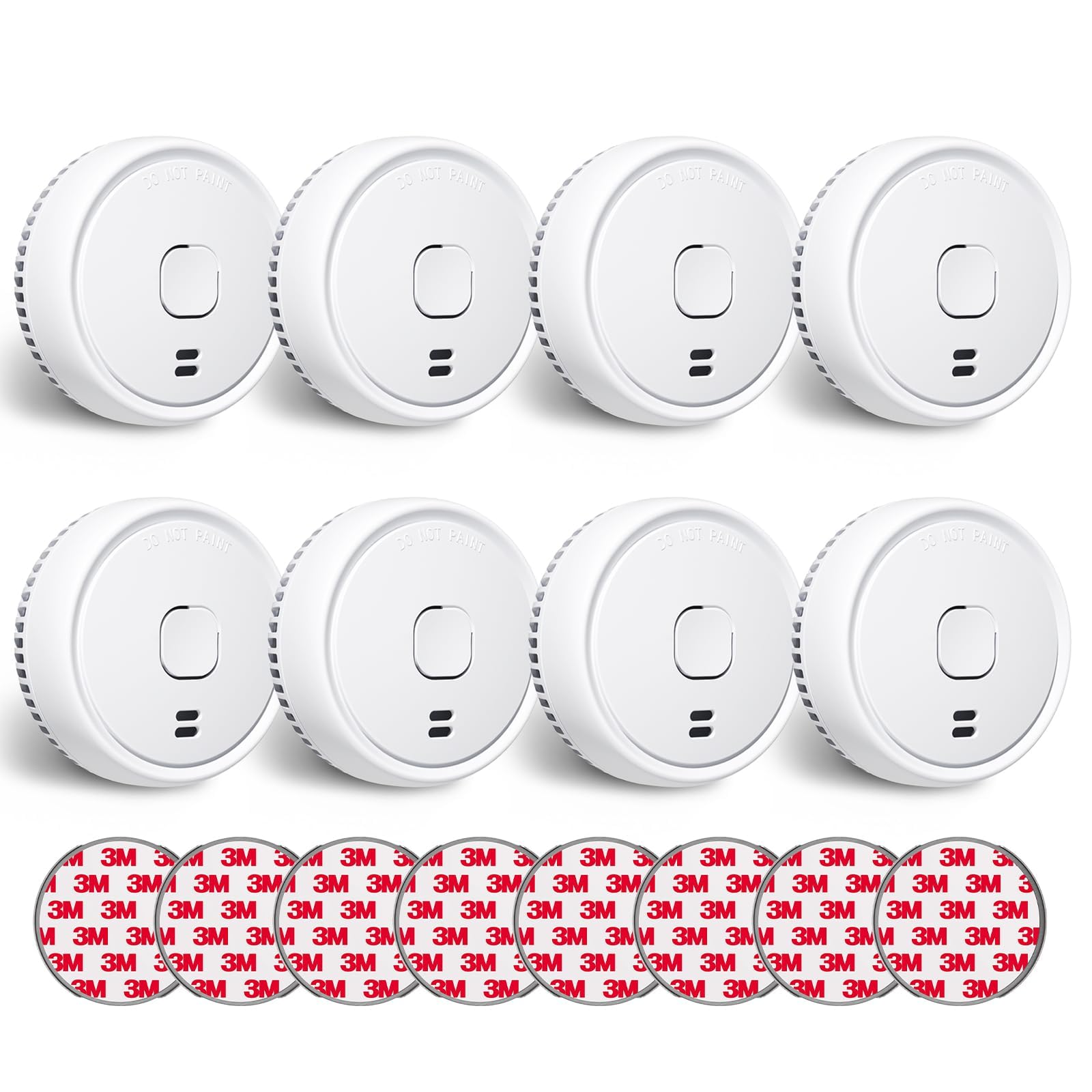 Ecoey Smoke Detector, Smoke Alarm with Advanced Photoelectric Technology, Fire Alarm Smoke Detector with Test Button and Low Battery Reminder, Fire Alarm Used in Bedroom, Home, FJ138, 8 Packs