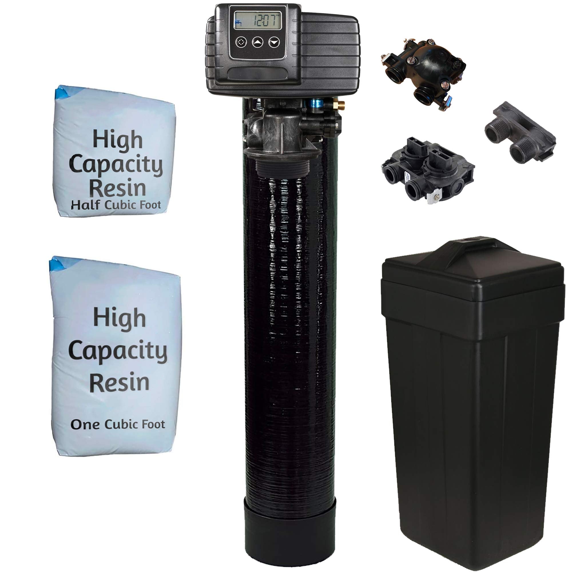 AFWFilters 5600sxt Metered On-demand 48,000 Grain Water Softener with brine tank, bypass and 1" adapters
