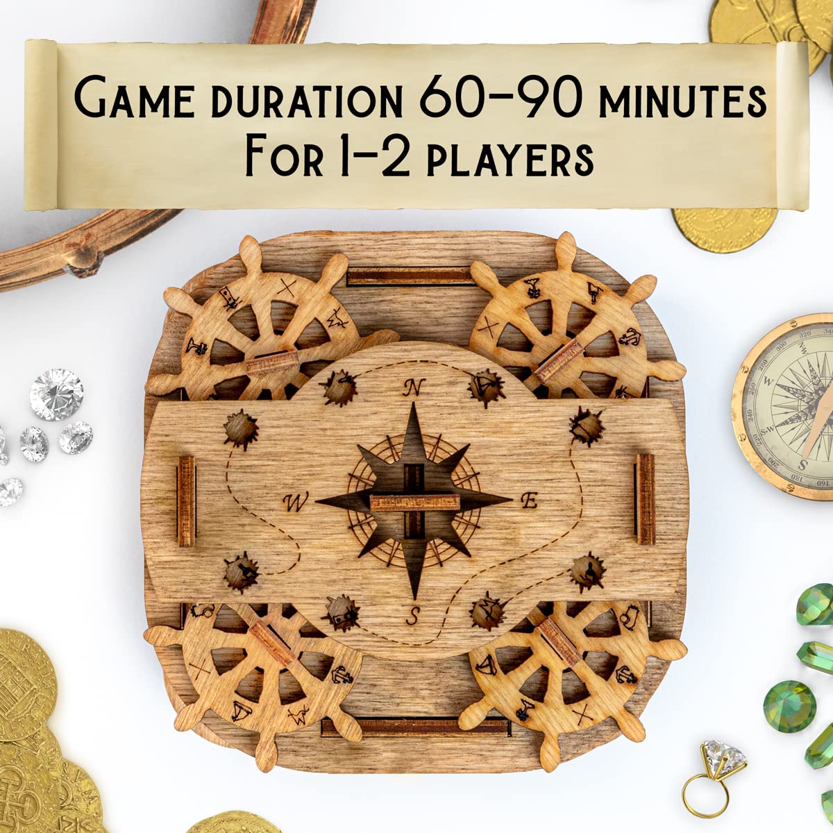 iDventure Cluebox - Davy Jones Locker - Escape Room Game - Puzzle Box - Gift Box - 3D Wooden Puzzle for Adults - Wooden Jigsaw - Brain Teaser - Birthday Gift Gadget for Men - Money Box