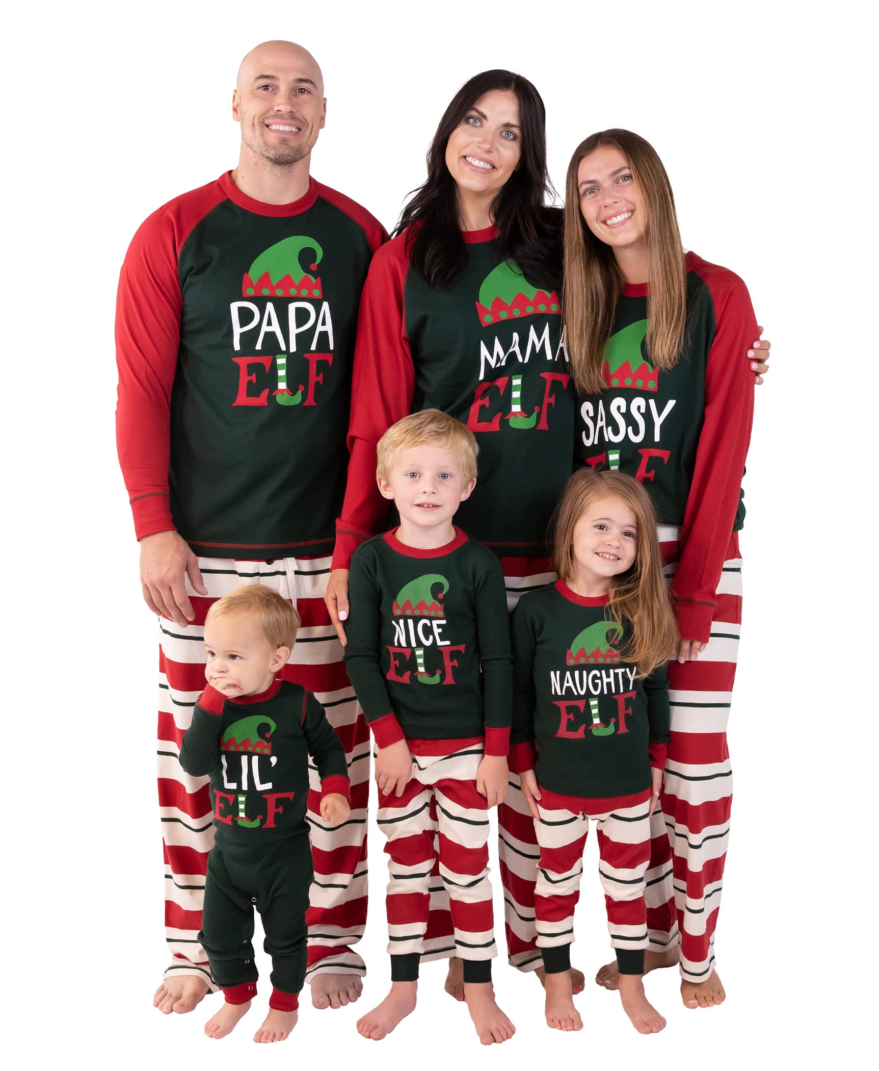 Lazy One Matching Family Christmas Pajamas, Elf Matching Christmas PJs for Family, Adult Tees & Pants Separates (Women's Pant, M)