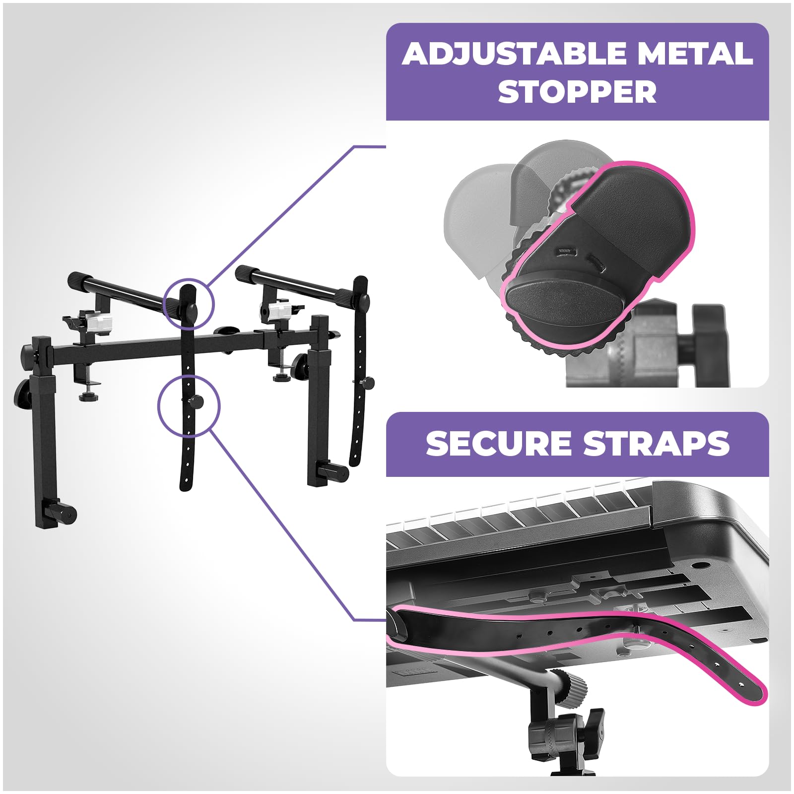 Liquid Stands Dual Piano Keyboard Stand with 2nd Tier - Z Style Adjustable and Portable 2 Tier Heavy Duty Music Stand for Synths and Electric Digital Keyboards - Fits 54 61 88 Key Pianos