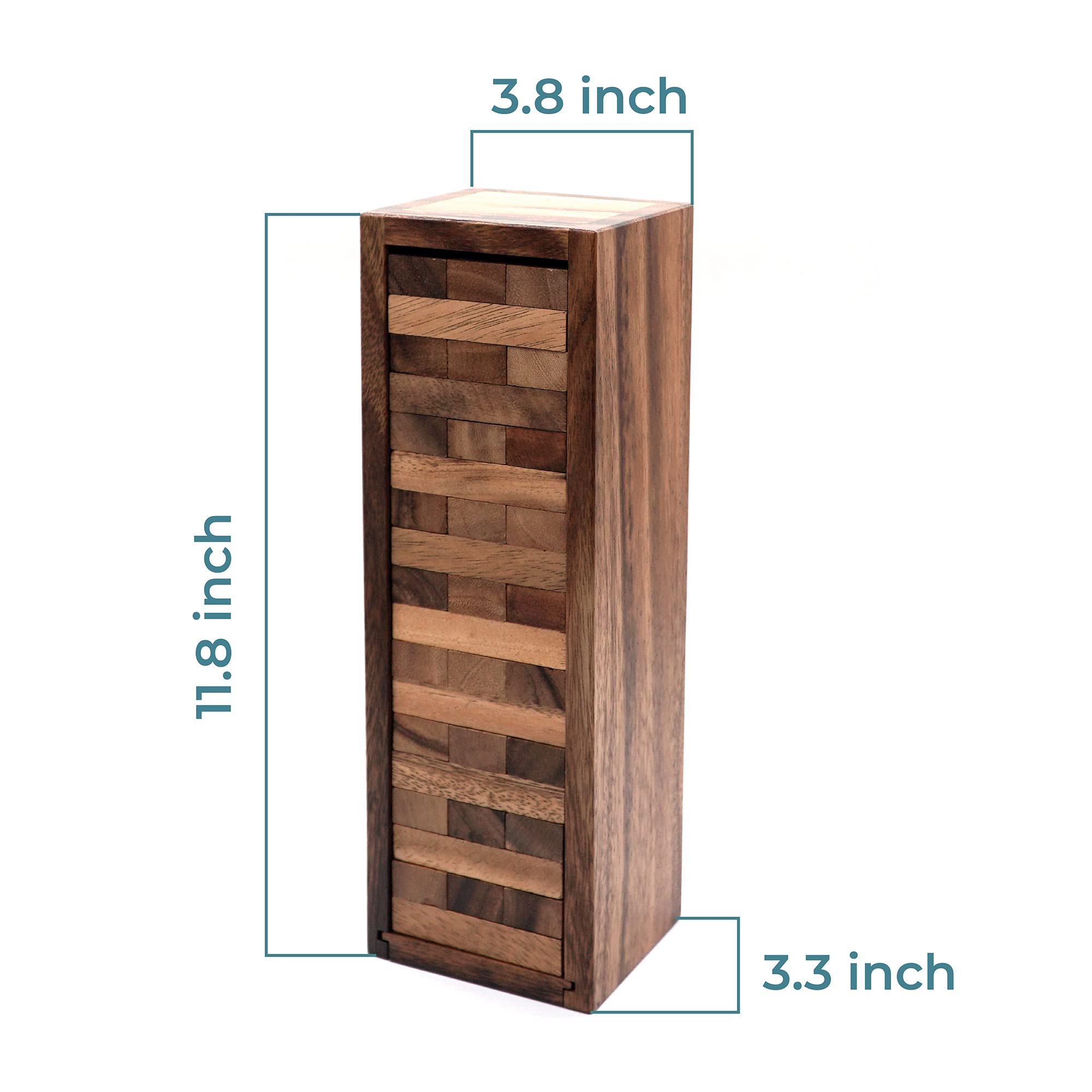 BSIRI Wood Tumbling Tower Game - Ideal for Party Games, Camping Games, Outdoor Games for Adults and Family, Classic Stacking Block Games for Challenging Your Skills