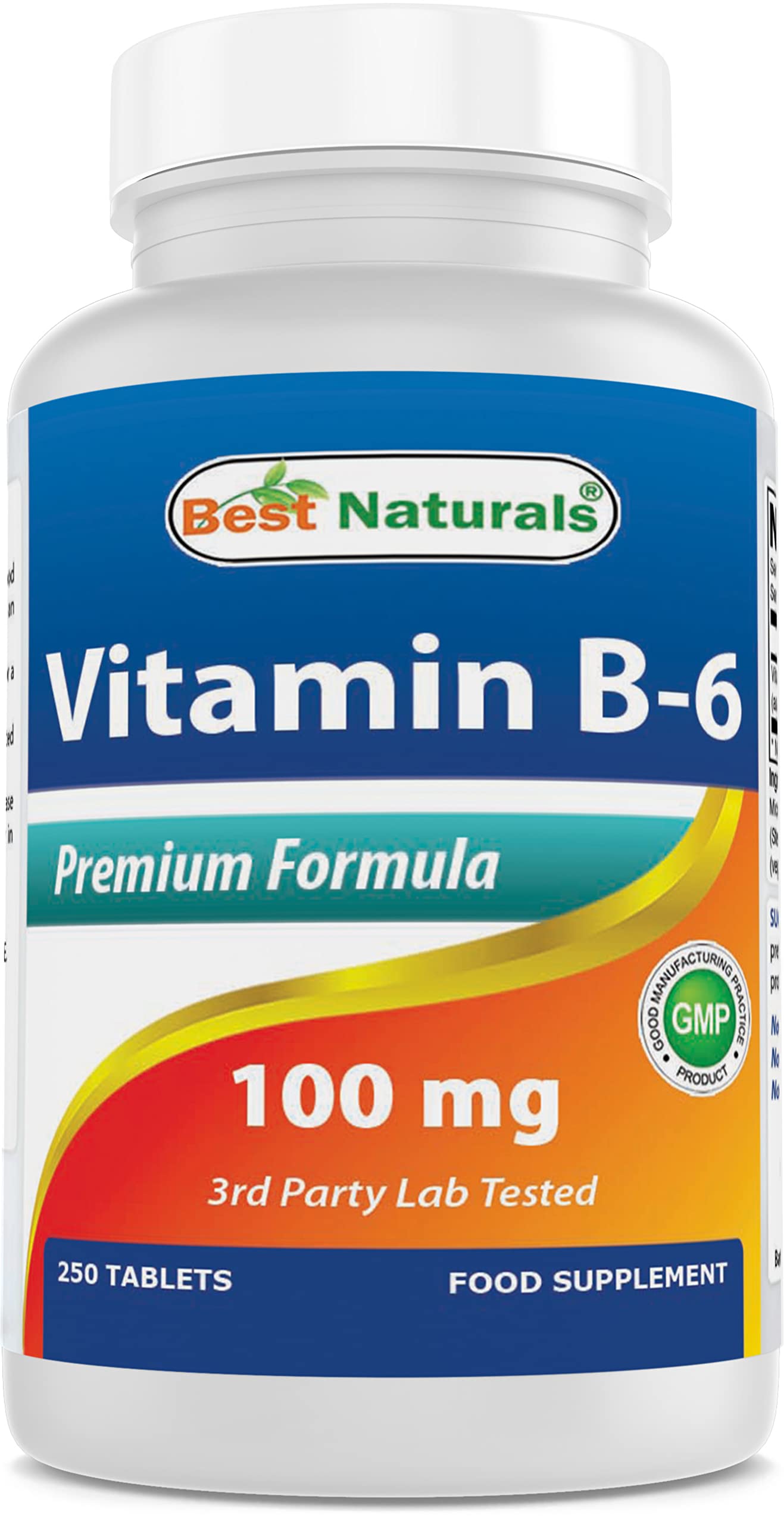 Best Naturals Vitamin B6 Tablet, 100 mg, 250 Count