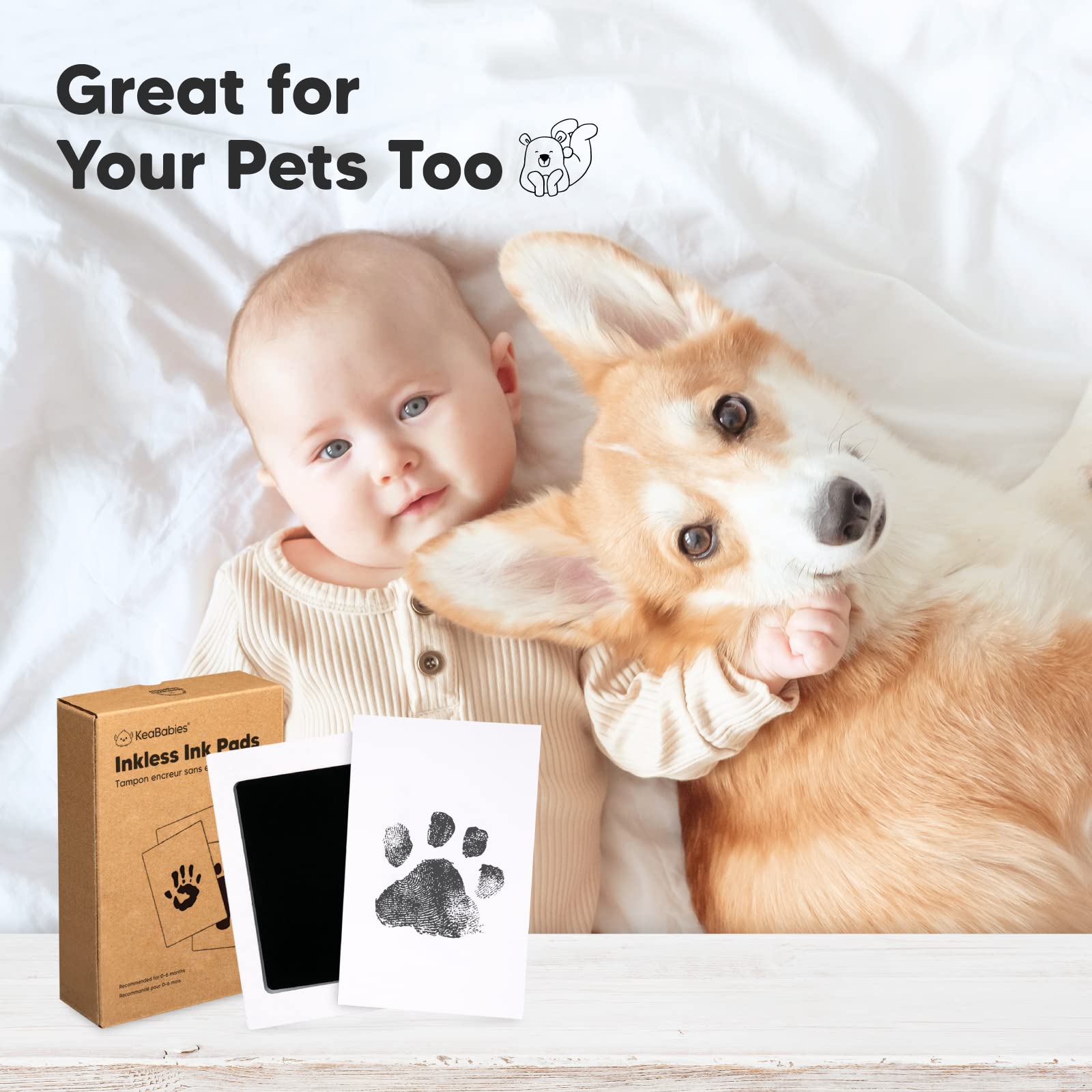 4-Pack Inkless Hand and Footprint Kit - Ink Pad for Baby Hand and Footprints - Dog Paw Print Kit,Dog Nose Print Kit - Baby Footprint Kit, Clean Touch Baby Handprint Kit, Mother's Day Gift (Jet Black)