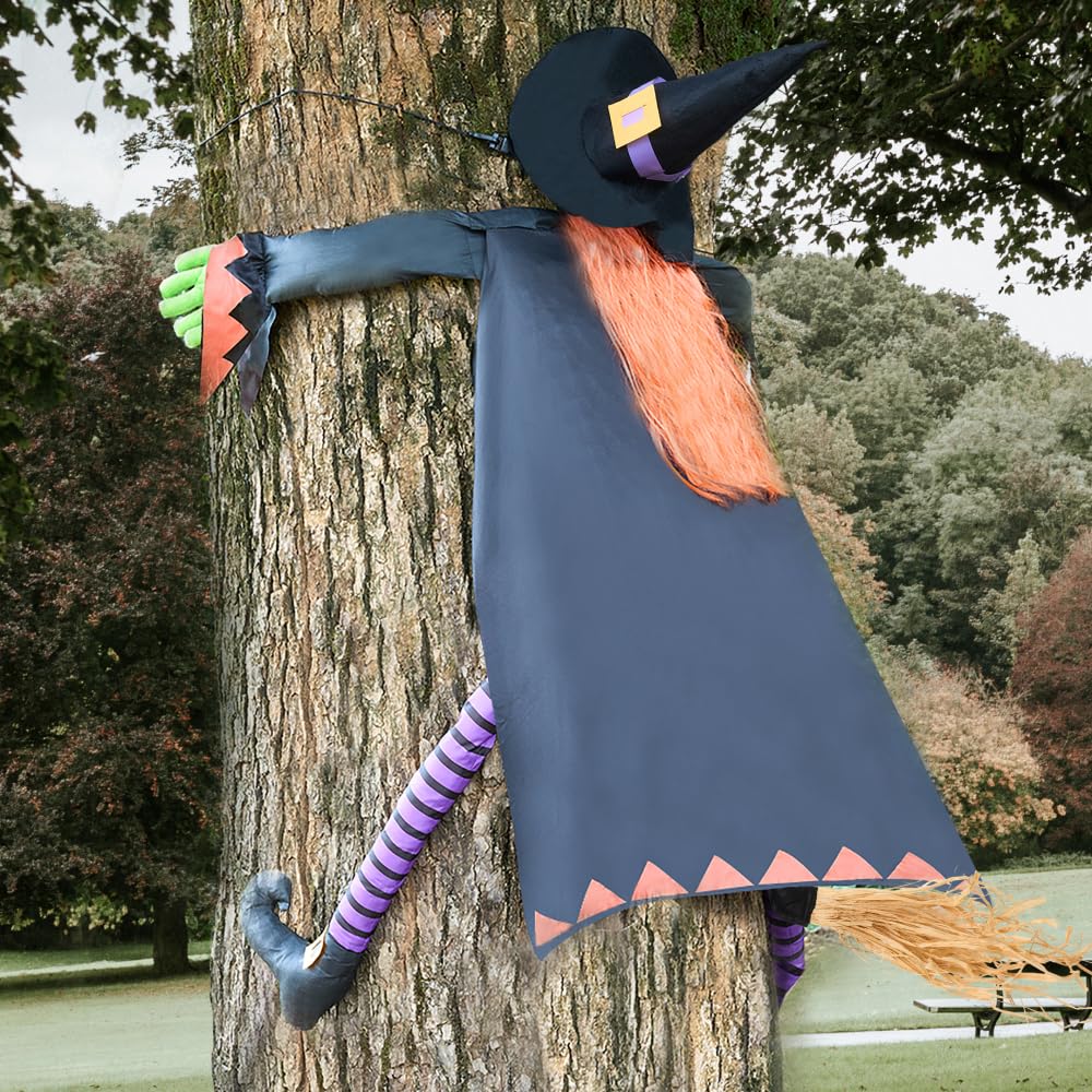 JOYIN Halloween Decoration Crashing Witch Into Tree with Orange Hair, Halloween Witch Indoor and Outdoor Tree Trunks or Pillars Decor for Haunted House Prop, Porch, Yard, Patio Decoration