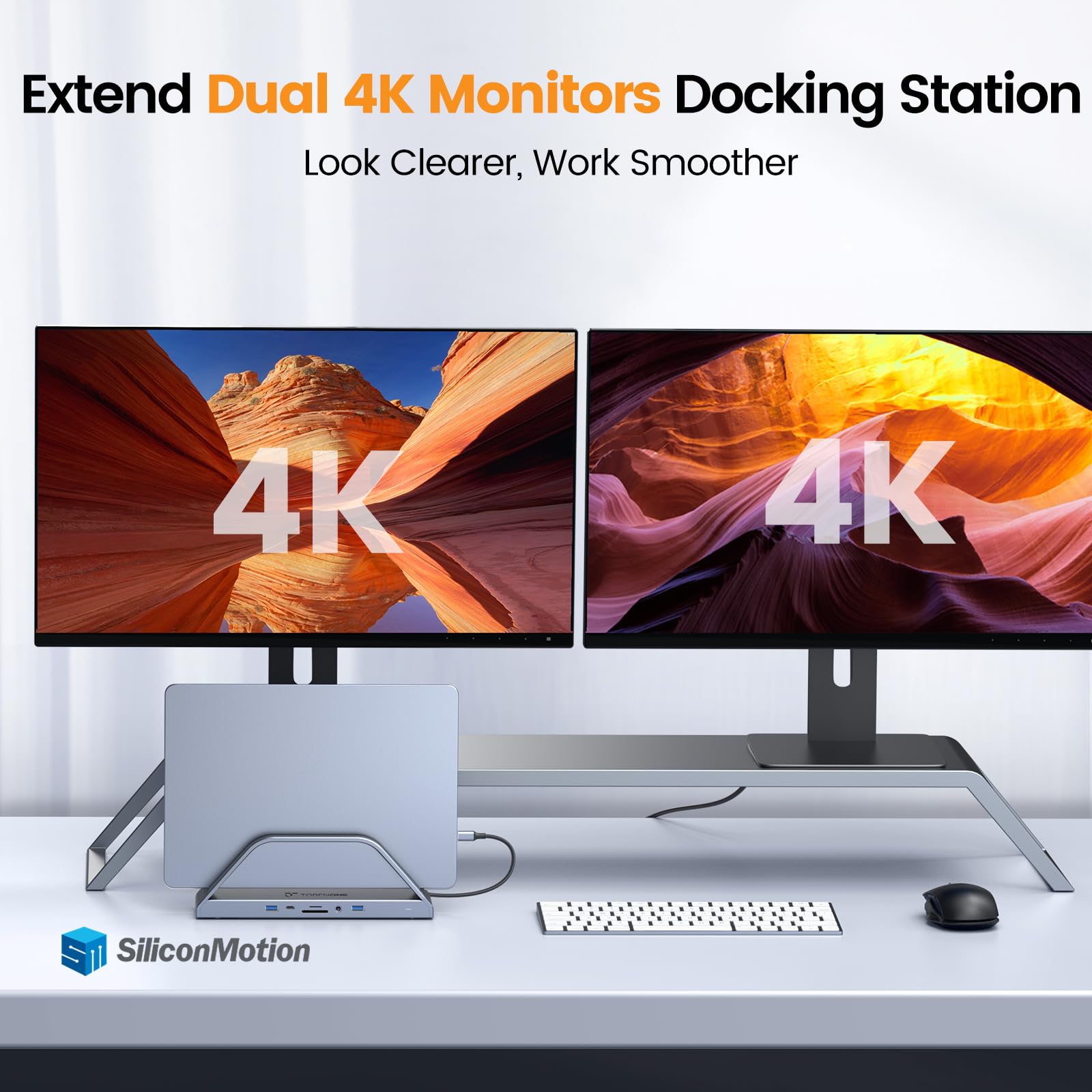 TobenONE USB C Docking Station Dual 4K Monitor for Thunderbolt and USB-C Windows and Mac M1 M2 M3,and ChromeOS, Universal USB C Dock with Dual 4K HDMI, Power Adapter, 6 USB, RJ45