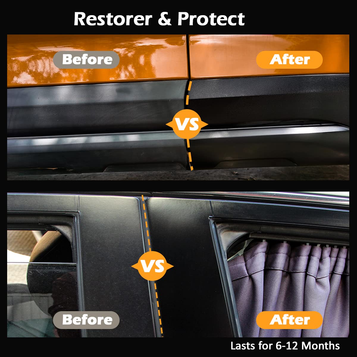 REALINN Plastic Restorer - Cars Ceramic Plastic Coating Trim Restore, Shines & Protects Plastic, Vinyl & Rubber Surfaces