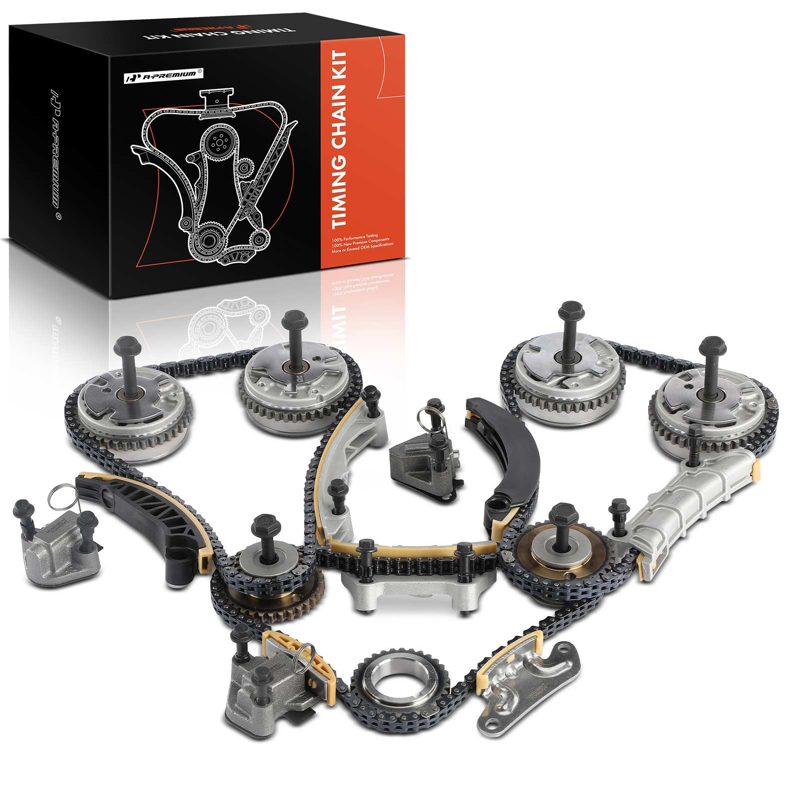 A-Premium Engine Timing Chain Kit W/VVT Sprocket [fits DOHC, V6 3.0L 3.2L 3.6L] Compatible with Chevy & GMC & Pontiac & Saab & Saturn & Suzuki & Buick & Cadillac, fits Equinox, Canyon, G6, XTS & More