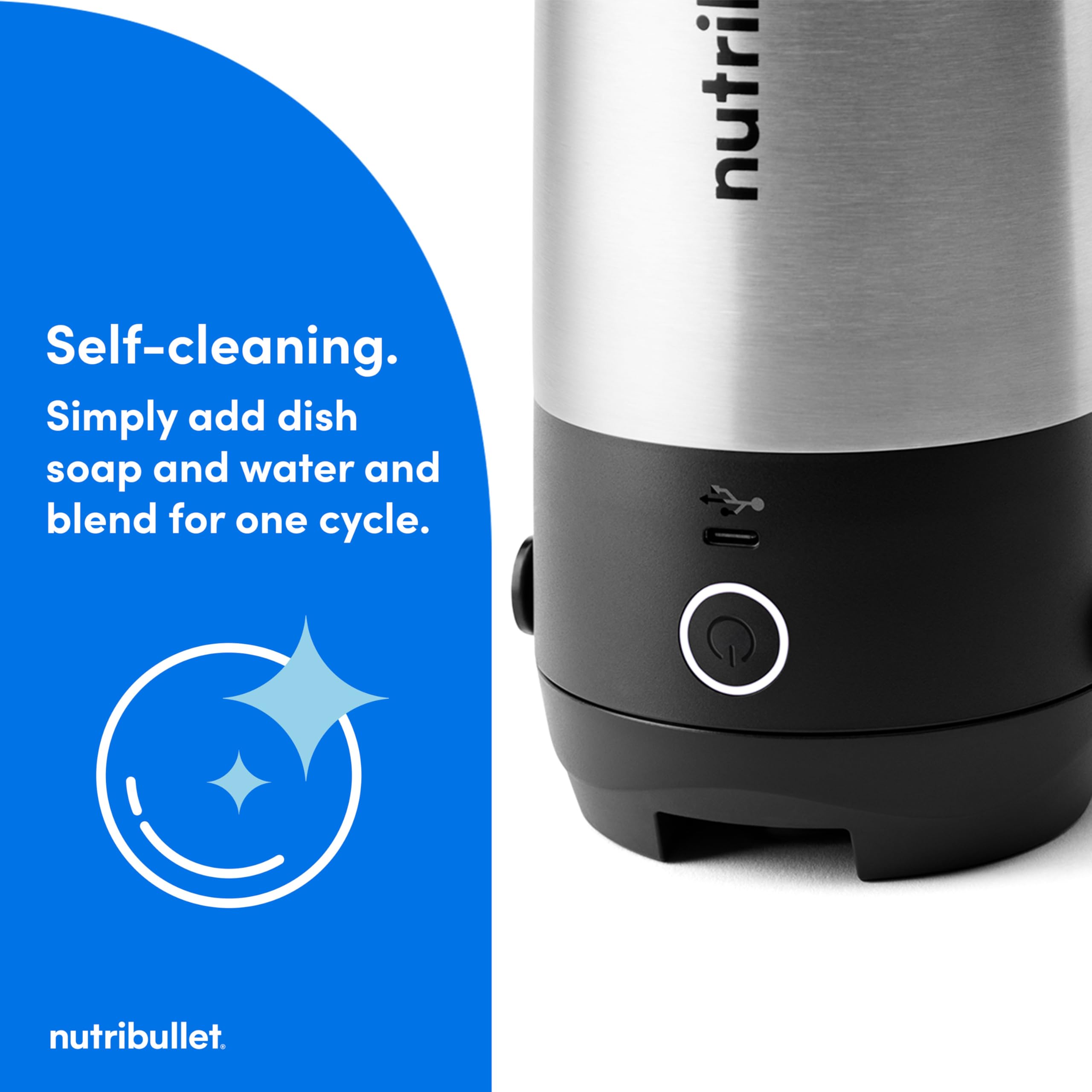 nutribullet Flip Portable Blender with Insulated Cup, Cordless, Brushed Stainless, NBPB50350SS