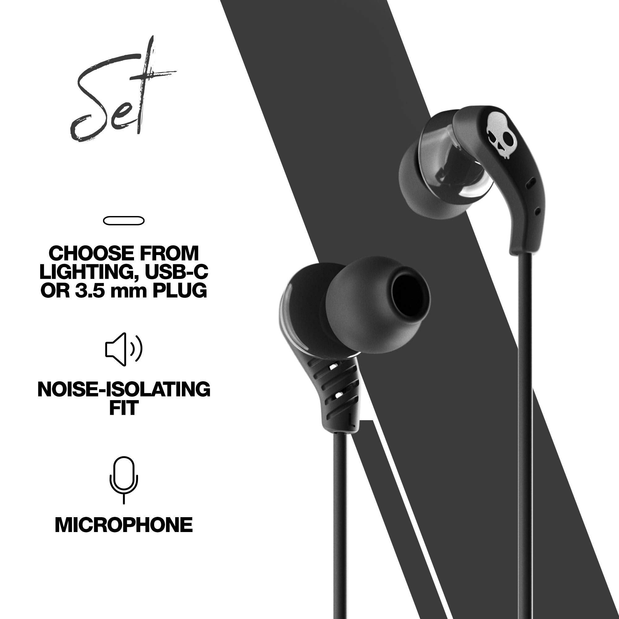 Skullcandy Set USB-C In-Ear Wired Earbuds, Microphone, Works with iPhone 15, Android and Laptop - Black