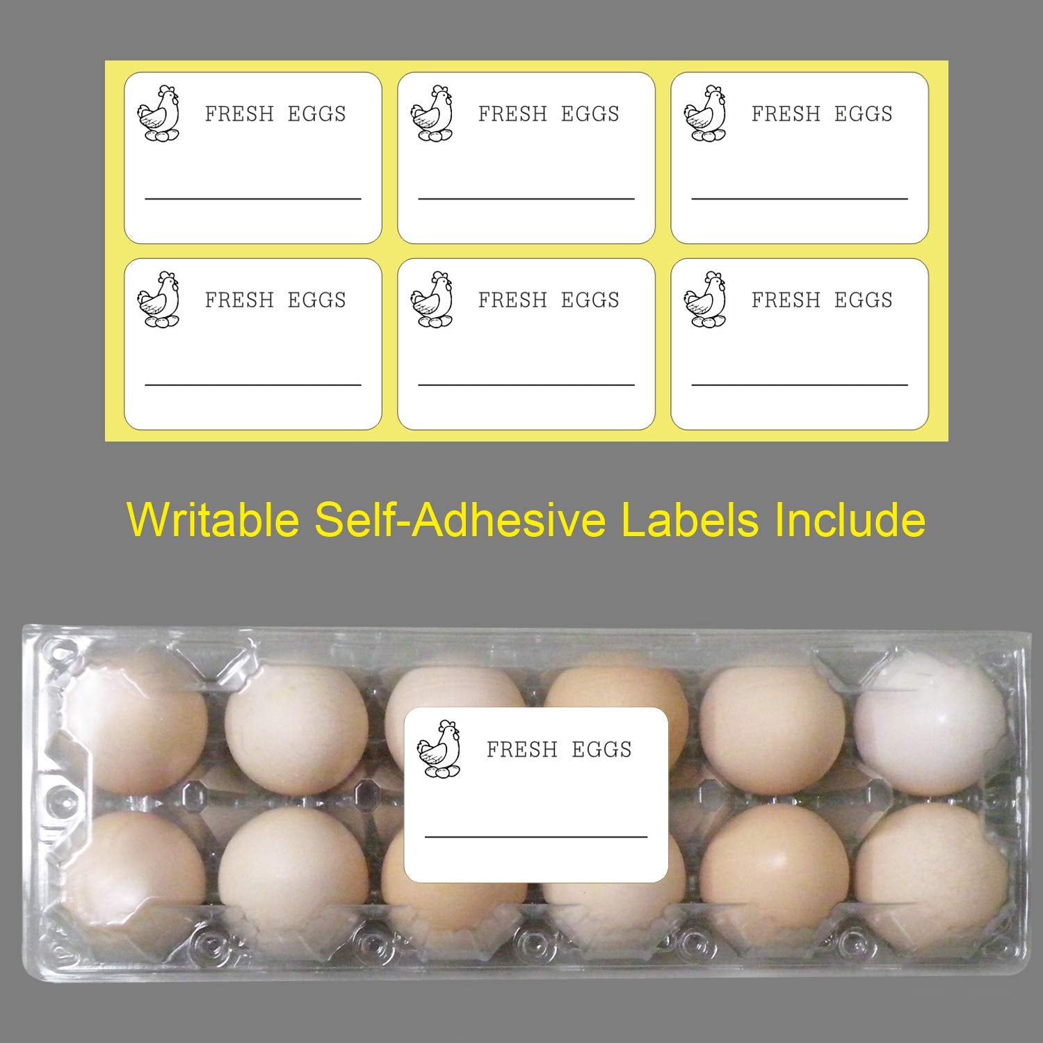 COLOANDUS Large Plastic Egg Cartons 30 Packs with Sticker Labels for 12 Eggs, Cheap Bulk Egg Tray Egg Container Holder for Refrigerator, Storage, Family, Chicken Farm, Market, Camping