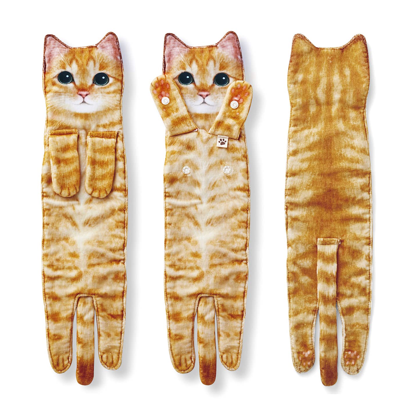 Cat Funny Hand Towels for Bathroom Kitchen - Cute Decorative Cat Decor Hanging Washcloths Face Towels Super Absorbent Soft - Valentine Housewarming Birthday Gift for Women Cat Lovers - Orange