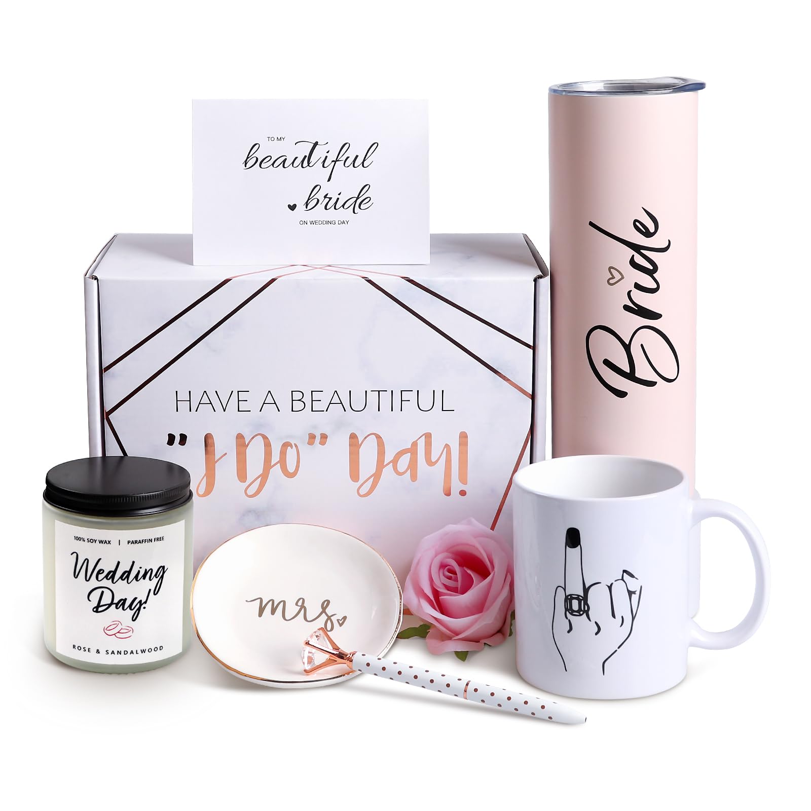 Bride To Be Gifts Box, Bridal Shower, Bachelorette Gifts For Bride, Engagement Gifts For Her, Wedding Gifts For Bride, Bachelor Party Gifts, Stainless Steel Tumbler Cup, Mug, Scented Candle - (Pink)