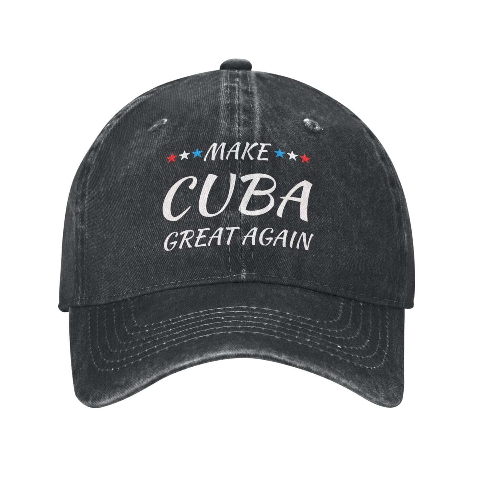 Joisbs Make Cuba Great Again Stylish Washed Denim Baseball Cap - Adjustable Unisex Dad Hat Black