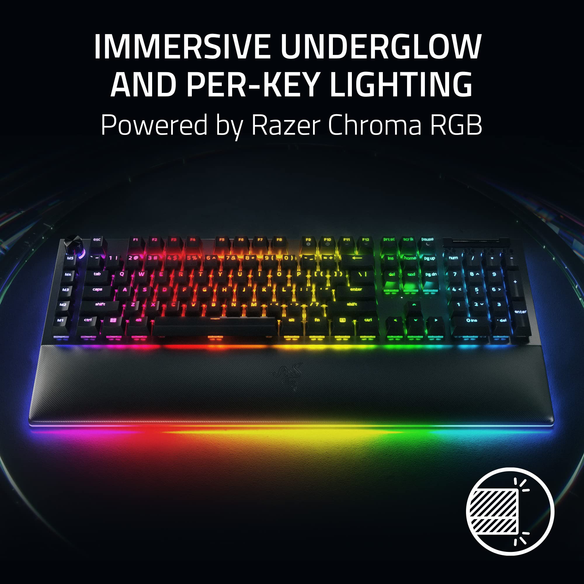 Razer BlackWidow V4 Pro Wired Mechanical Gaming Keyboard: Yellow Switches - Linear & Silent - Doubleshot ABS Keycaps - Command Dial - Programmable Macros - Chroma RGB - Magnetic Wrist Rest