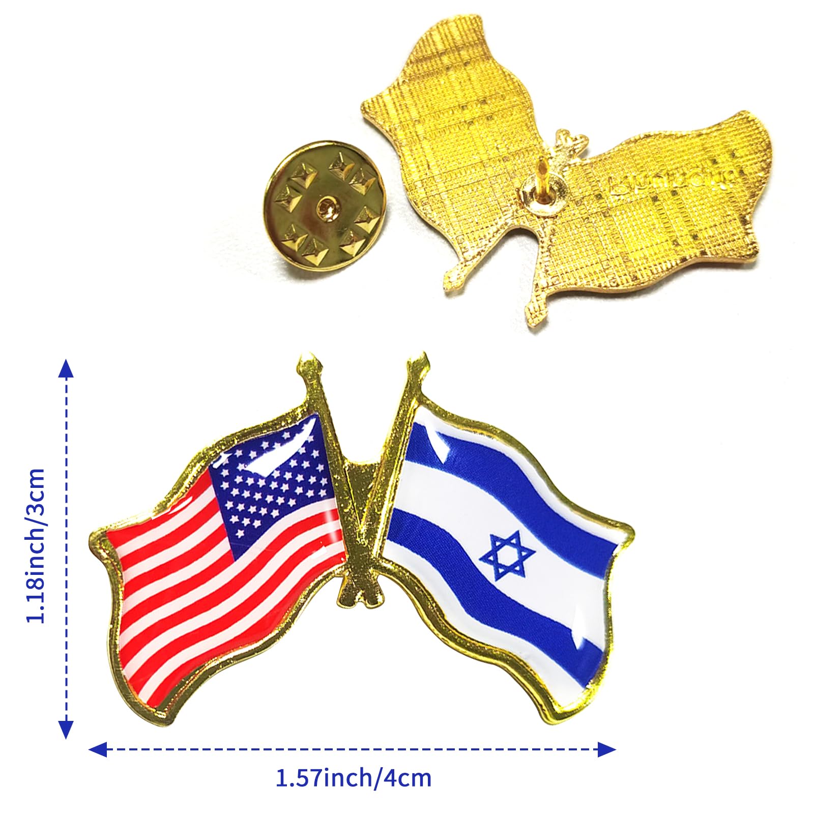6Pcs America Israel Flag Lapel Pins, American Israel Flag Friendship Pin for Tie Hat Cuff Bag, Pins Badge Souvenir for I Stand with Israel Flag Pins