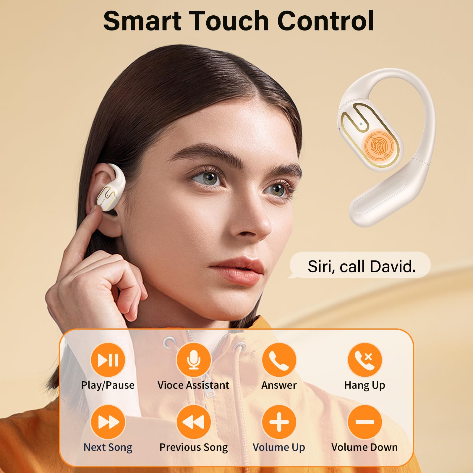 Open Ear Headphones Earbuds wireless - 5.4 Bluetooth Ear Buds with LED Digital Display IPX7 Waterproof, Wireless Headphones Touch Control Air Conduction Stereo Sound with 18.2mm Drivers 40H Playtime