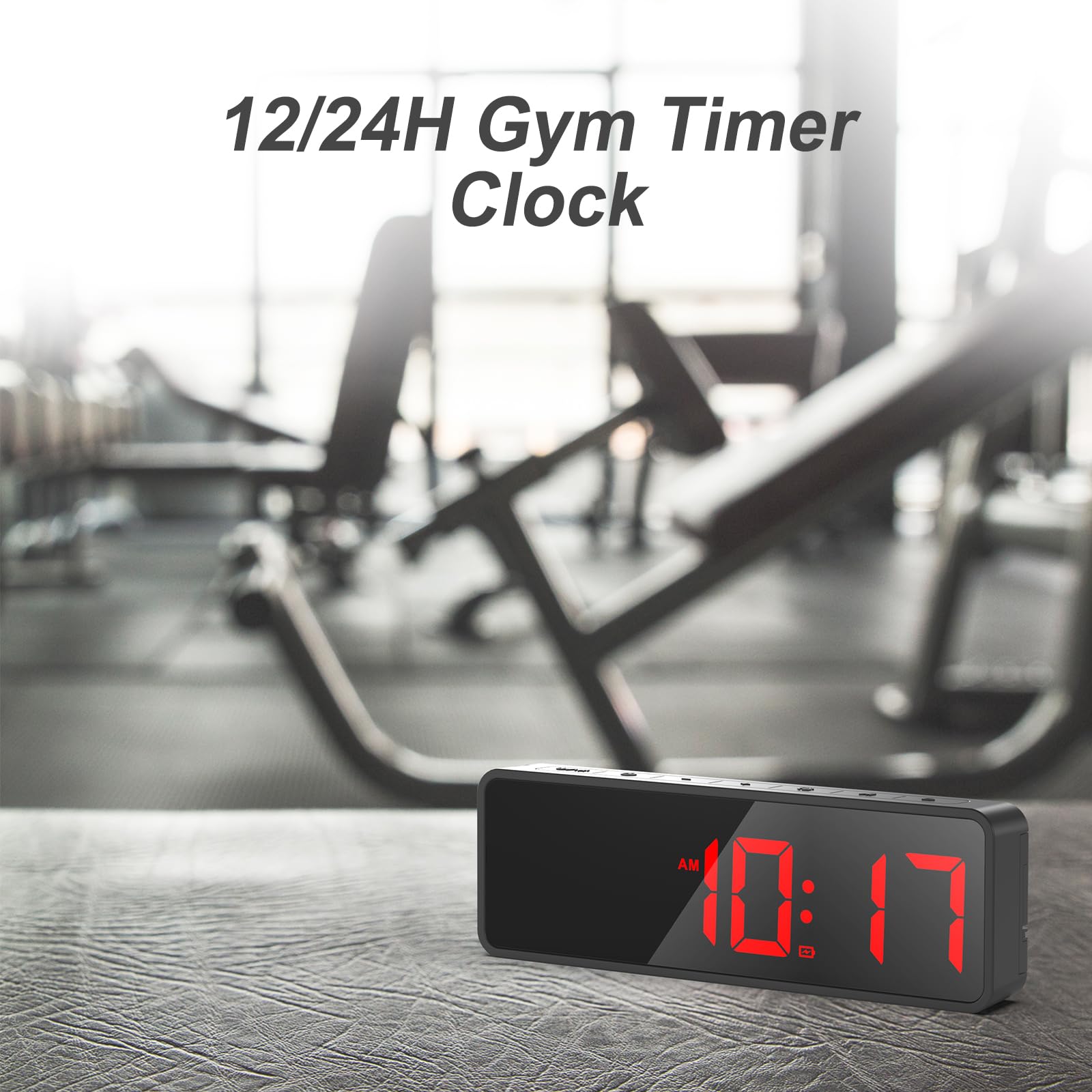 ANJANK Small Portable Gym Timer Clock, Stopwatch, Workout Interval Timer with Powerful Battery, Strong Magnet, Remote Control, Adjustable Brightness, Fitness Digital Timer for Home/Garage/Boxing