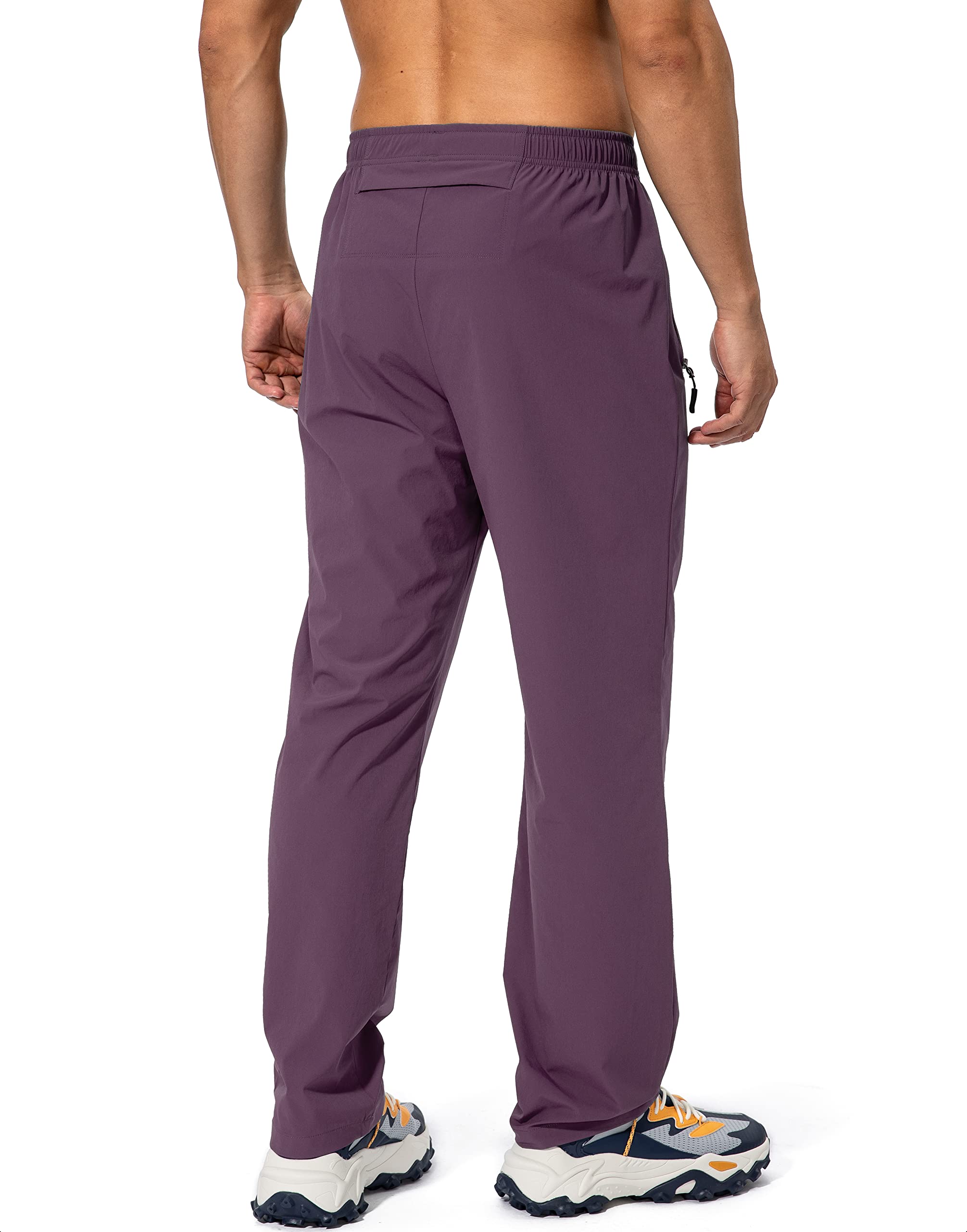 Pudolla Men's Workout Athletic Pants Elastic Waist Jogging Running Pants for Men with Zipper Pockets(Eggplant Large)