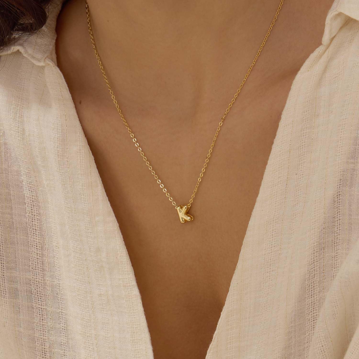 CUEZIY Bubble Letter Necklace Gold Initial Necklaces for Women Name Necklace Personalized Bubble Pendant Necklace Dainty Charm Necklaces Teen Gift Trendy Stuff Gold Jewelry Gifts