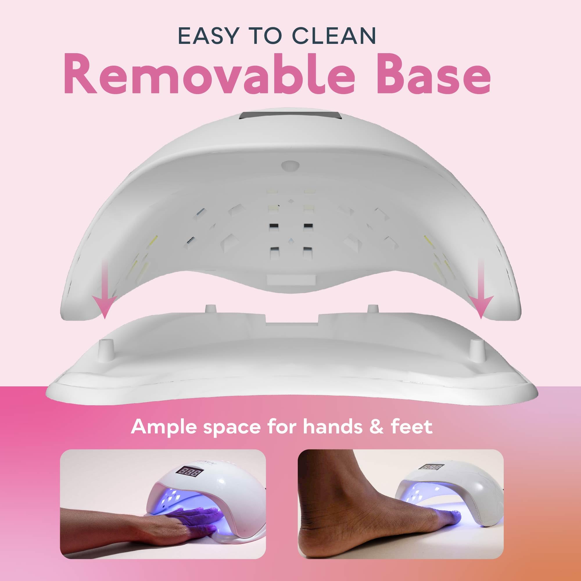 SUNUV UV Light for Nails, 48W UV LED Nail Lamp with 4 Timer Settings, Compatible with All Gel Polish, Auto Sensor LCD Display Removable Base, SUN5