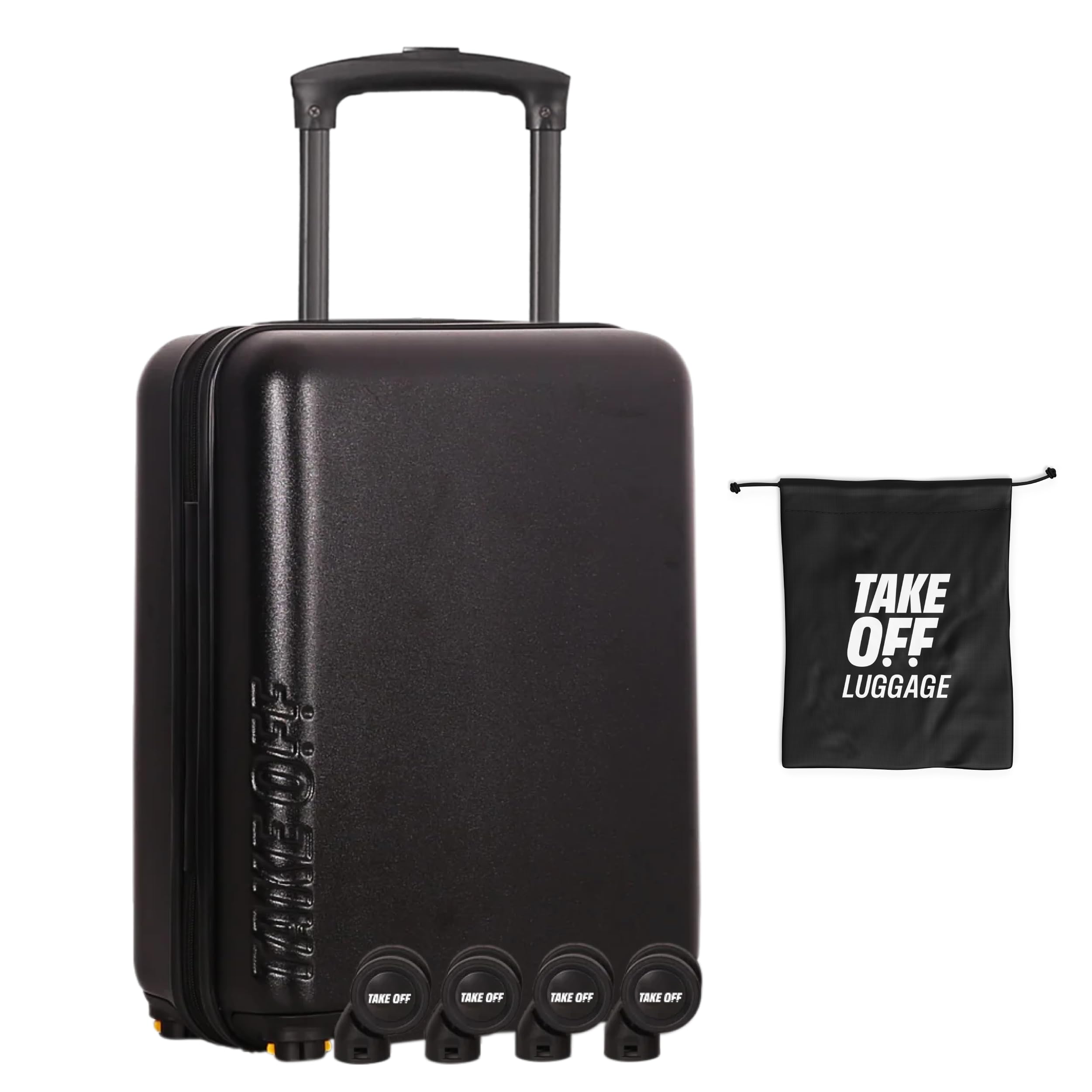 Take OFF Luggage - Personal Item Rolling Suitcase 3.0, TSA Approved, Small Carry On, Under the Seat, Hard Case with Removable Wheels, Light Weight Bag, Airplane Travel Essential Accessories, 18x14x8