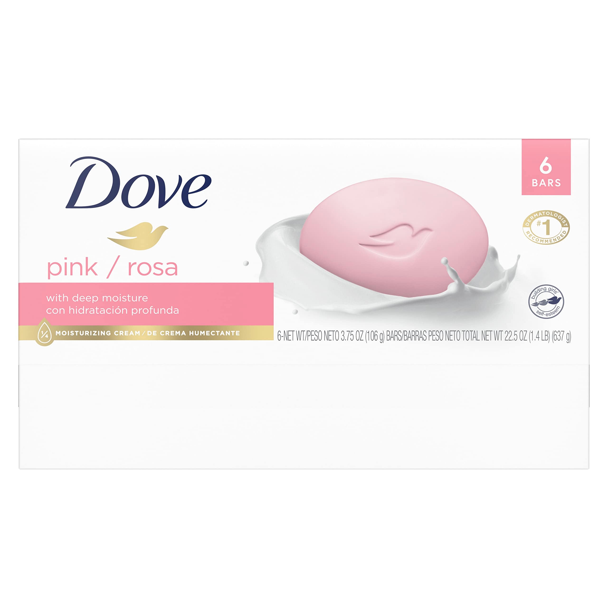 Dove Beauty Bar Gentle Skin Cleanser Pink 6 Bars Moisturizing for Gentle Soft Skin Care More Moisturizing Than Bar Soap 3.75 oz