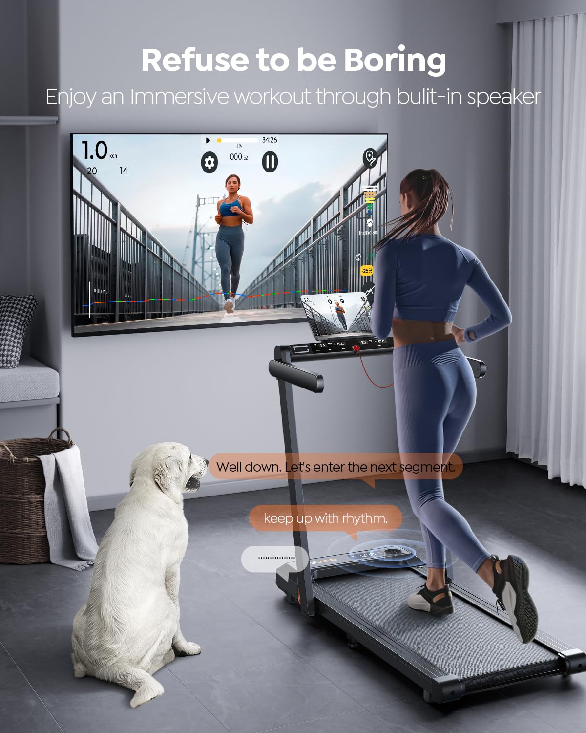 Acezoe 2 in 1 Foldable Treadmills for Home Small Office, 2.5HP Walking Pad Treadmill with Handle Bar, 300lbs Capacity, Under Desk Treadmill with Smart APPs, 12 HIIT Modes and Touch Screen