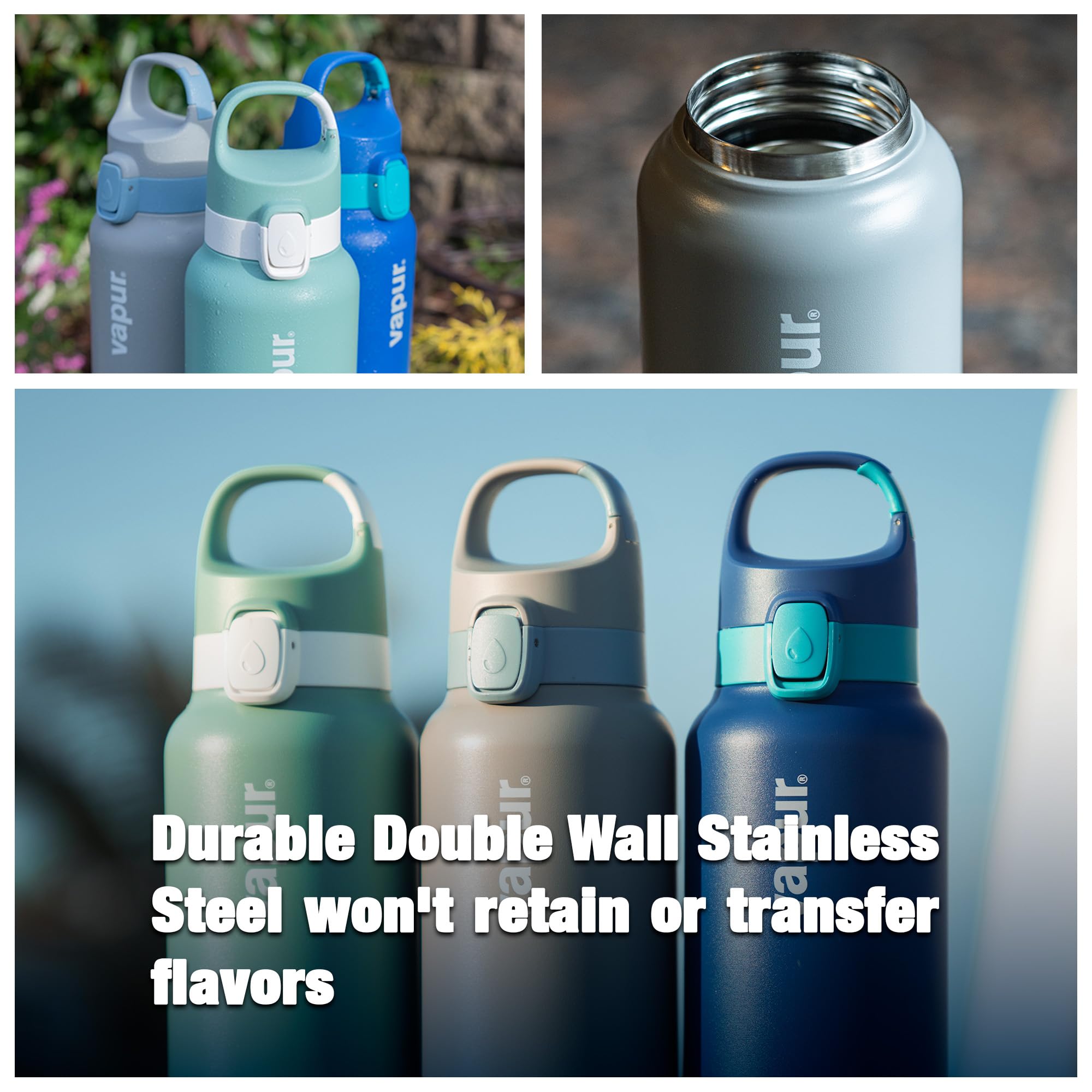 Vapur Chill Insulated BPA and reusable bottle with Lockable lid and EZ Flow spout