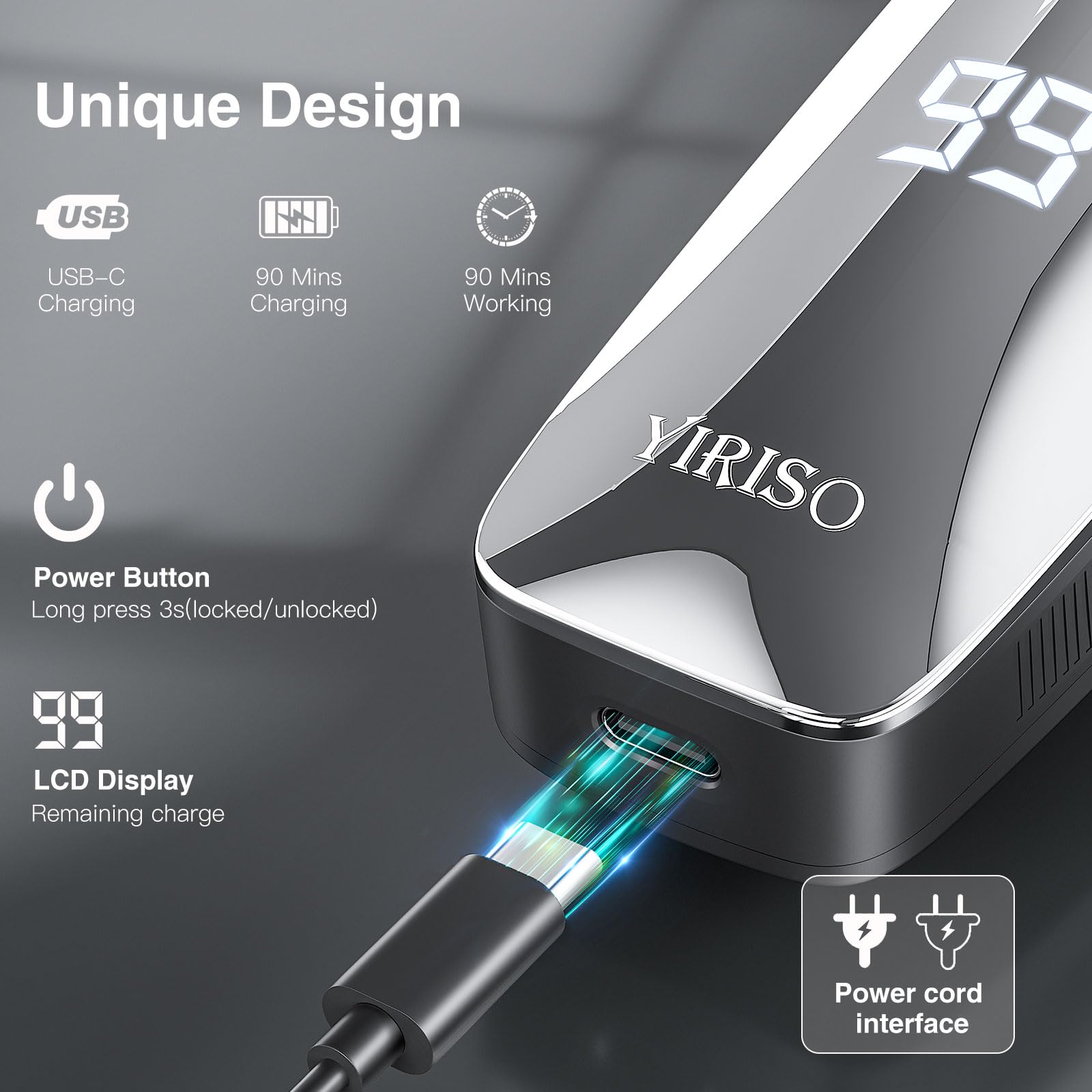 YIRISO Electric Razor for Men, Men’s Electric Shavers, Wet & Dry Shaver with Pop-up Trimmer, USB-C Rechargeable Waterproof Portable Shaver with LCD Display/Travel Organizer/Travel Lock Ideal Men Gift