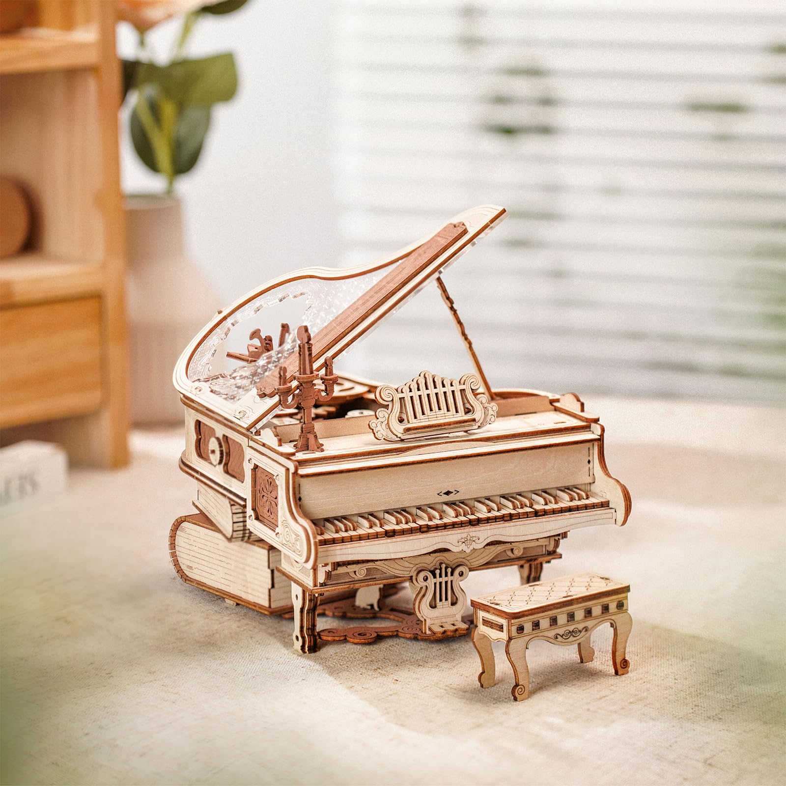 RoWood 3D Puzzles for Adults,DIY Music Box Gifts,Wooden Magic Piano Model Kits,Mechanical Wooden Puzzles,Music Box for Adults,Teens&Friends