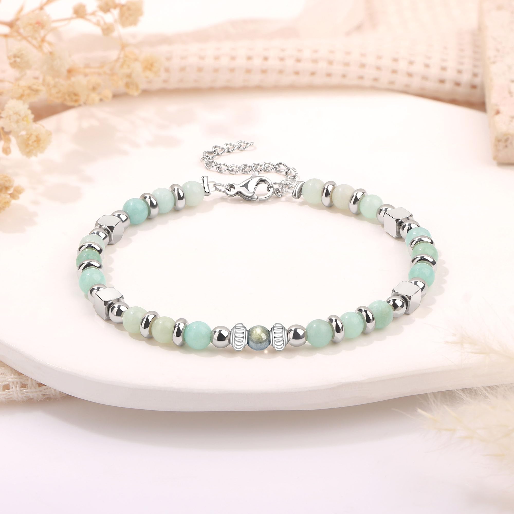 JoycuFF Best Friend Birthday Gifts for Women Bracelet, Christmas Friendship Gifts for Women, Gifts for Best Friend Friends Bracelets for Women Woman, Bestie Gifts Amazonite Moonstone Bracelets