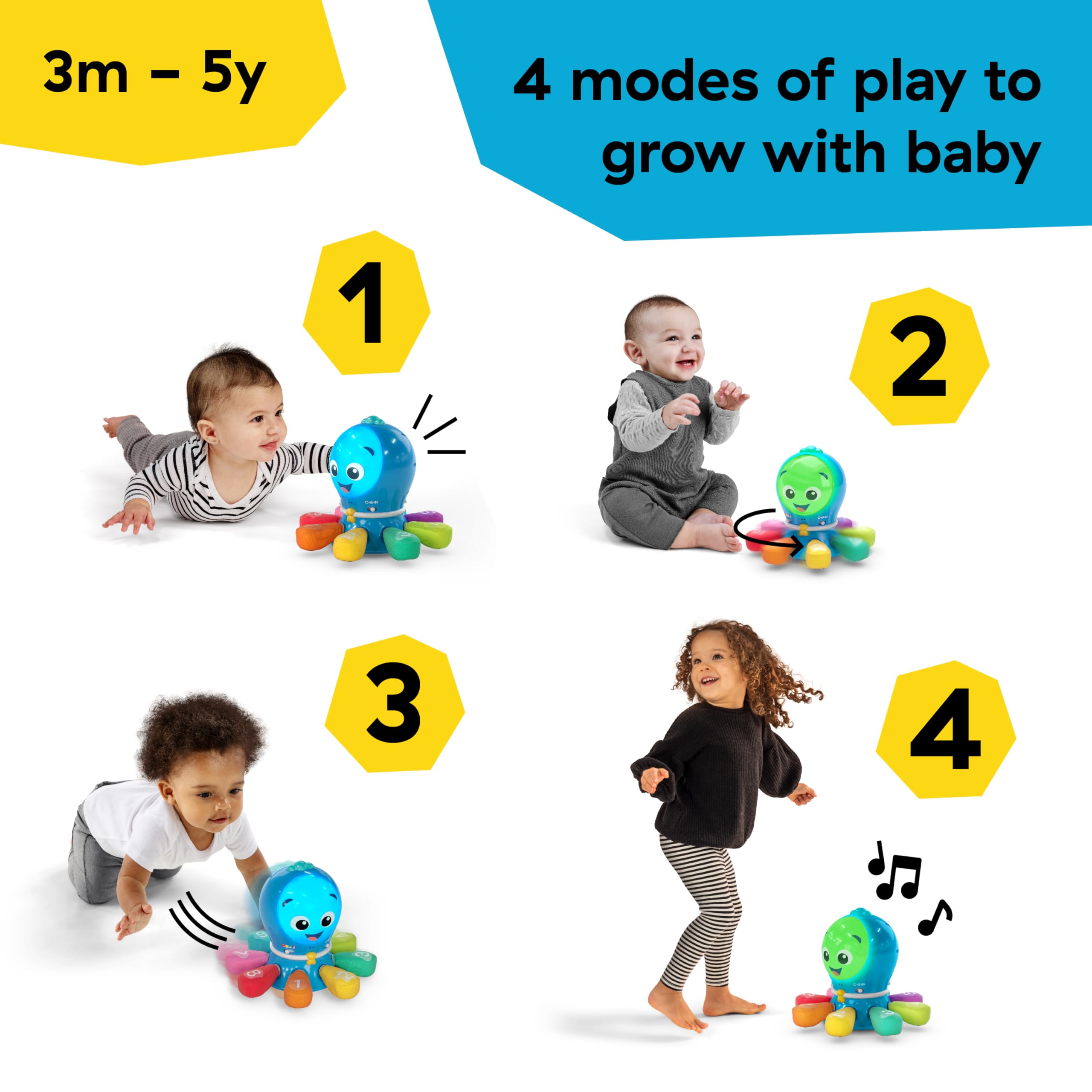 Baby Einstein Ocean Explorers Go Opus Go 4-in-1 Crawl & Chase Activity Learning Toy, Music and Lights, Ages 3 Months to 5 Years