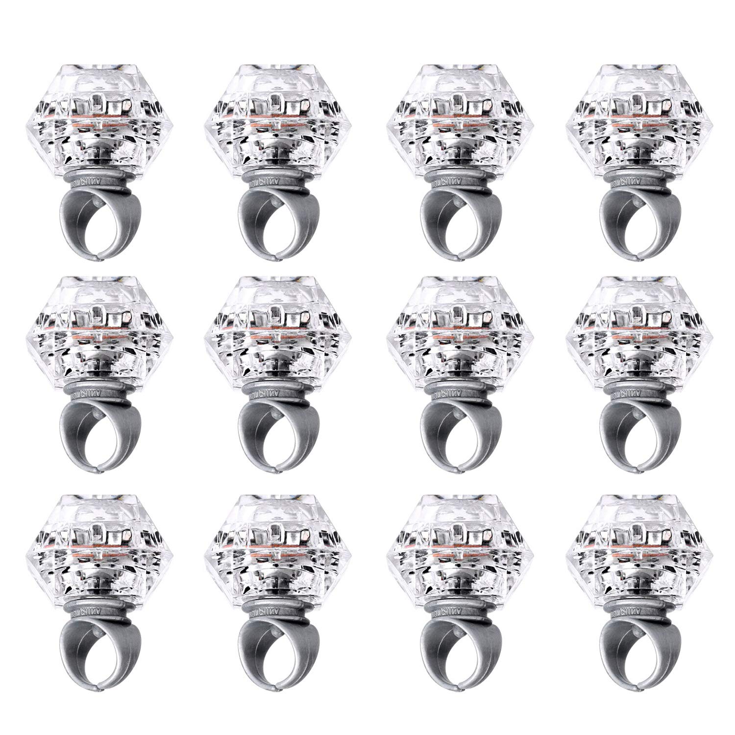 Konsait Flashing Led Light up Rings Bachelorette Party Favors Toys Grow in The Dark Party Suppiles Diamond Bling Rings for Birthday Weddings Bridal Shower Decorations (13pcs)