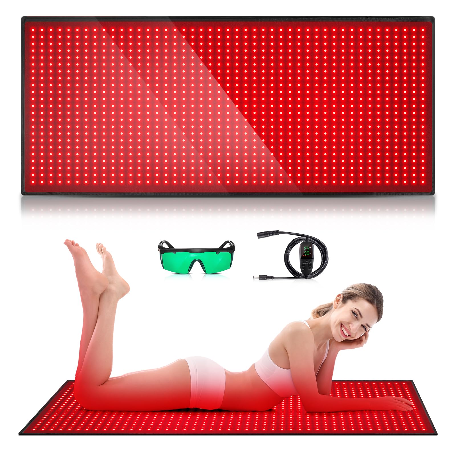 Red Light Therapy Mat for Body, 71"x 31" Red Light Therapy Blanket Red Near Infrared 660nm 850nm Full Body Pad, 1280 LEDs Infrared Light Therapy for Body for Pain Relief, Improved Sleep