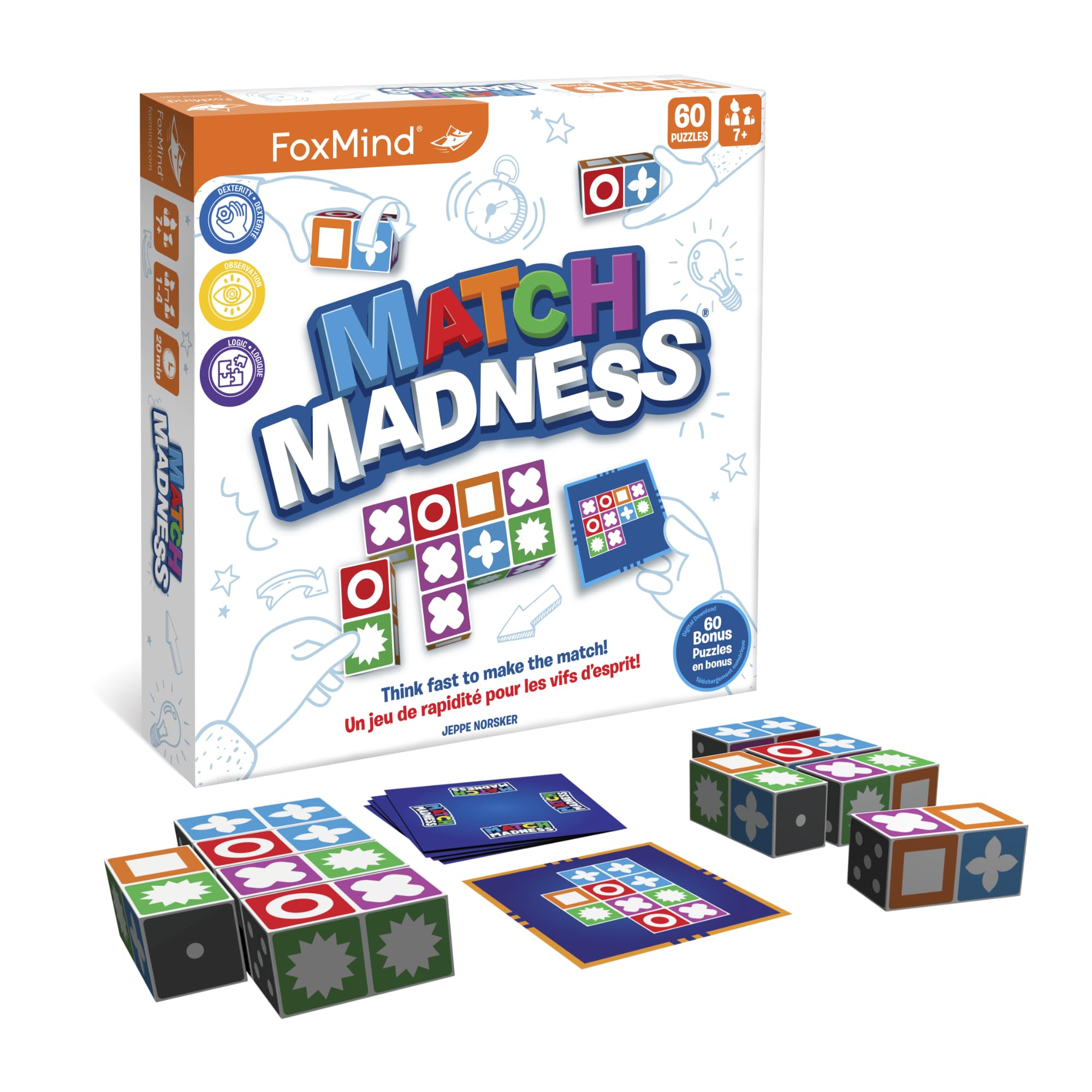 Foxmind Match Madness Board Game, Dual Mode Visual Recognition Matching Board Game, Fast Paced Puzzle Game to Develop Problem Solving Skills, Fun Board Games for Adults and Family