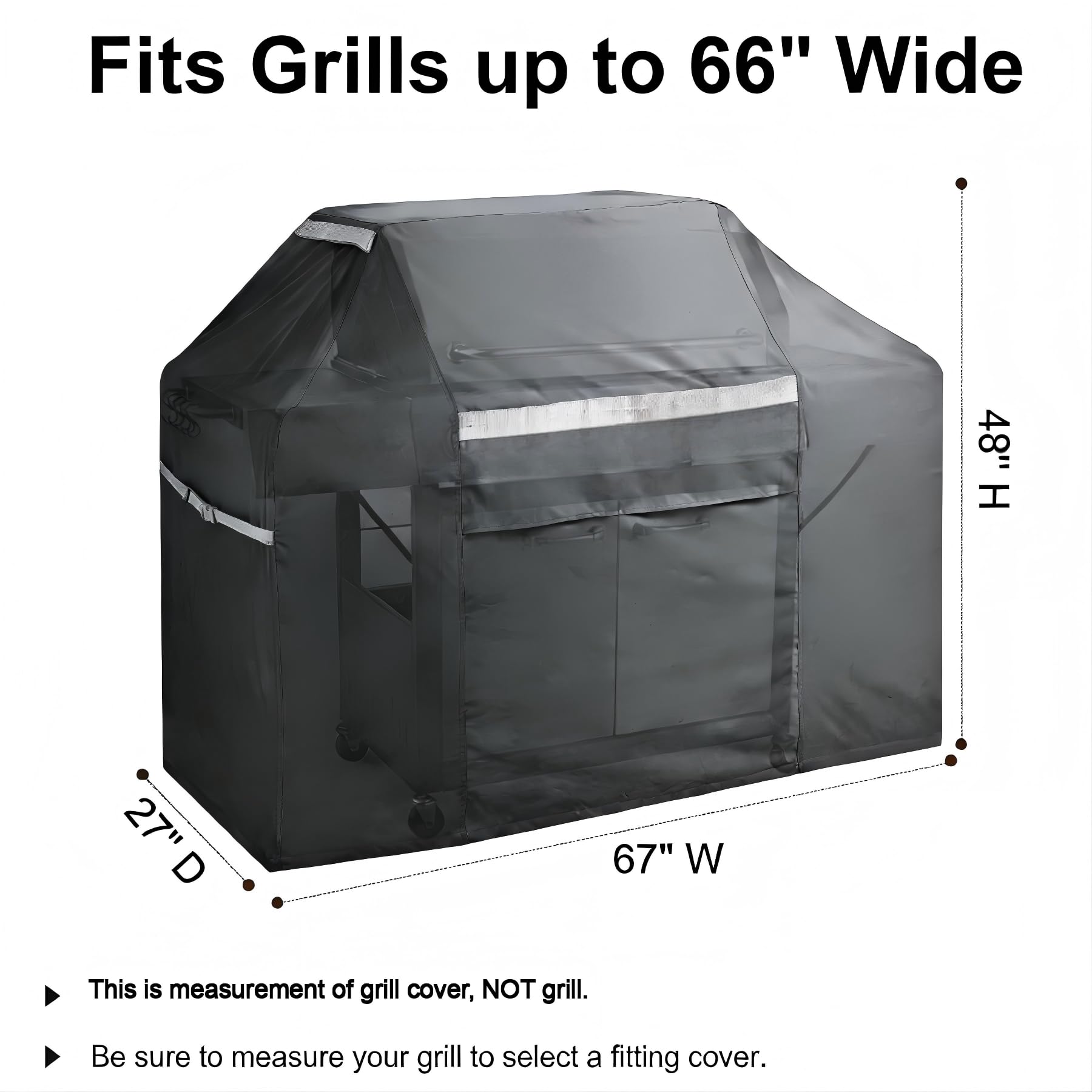 PATIOASIS 600D Heavy Duty Flat Top Grill Cover for Blackstone 4 Burner - 67" x 27" x 48", Waterproof UV & Fade Resistant Outdoor BBQ Cover,Black