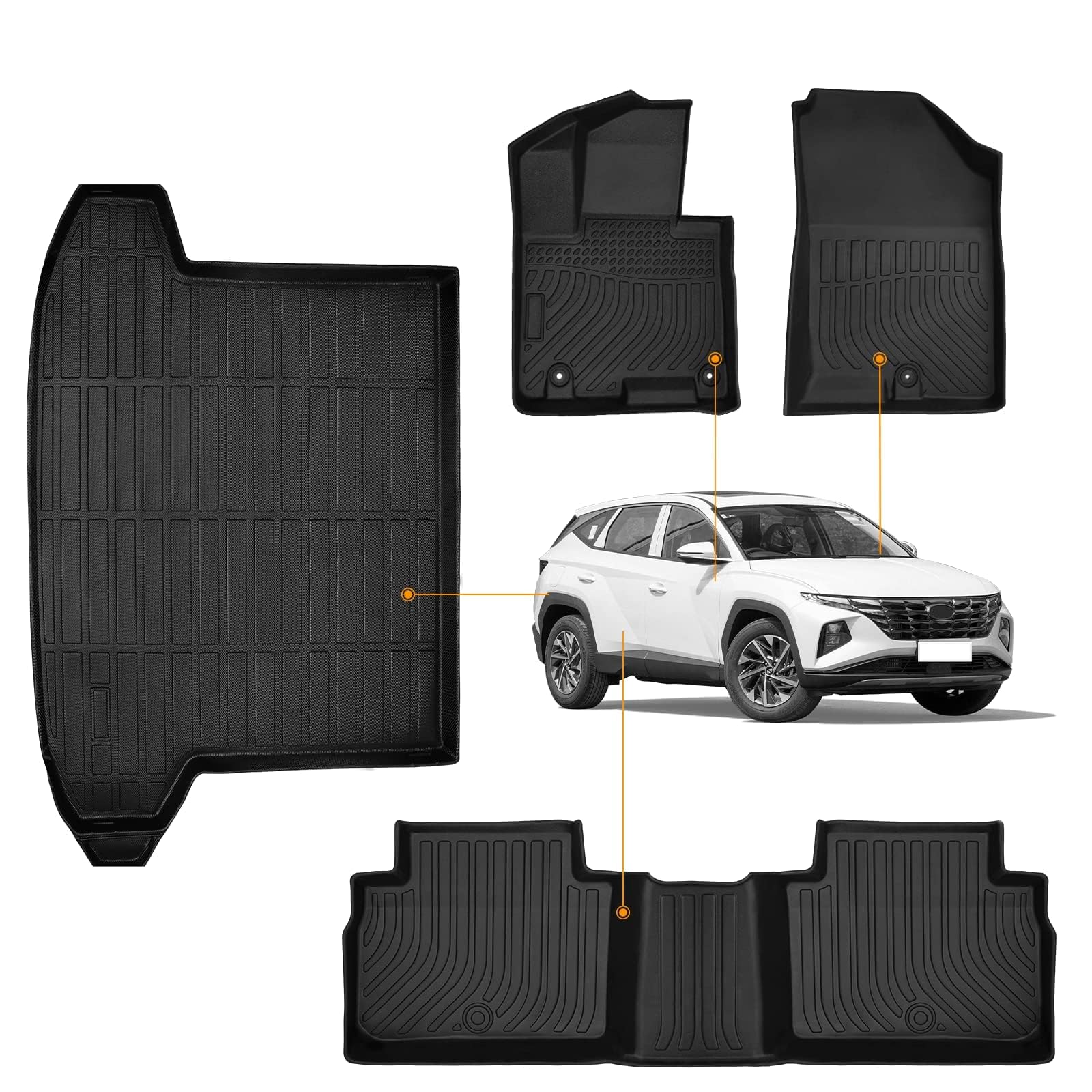 DiffCar® Floor Mats & Cargo Liner for Hyundai Tucson 2022-2025 (Not for PHEV), All-Weather TPE Floor Liner for Tucson Accessories 2022 2023 2024 2025