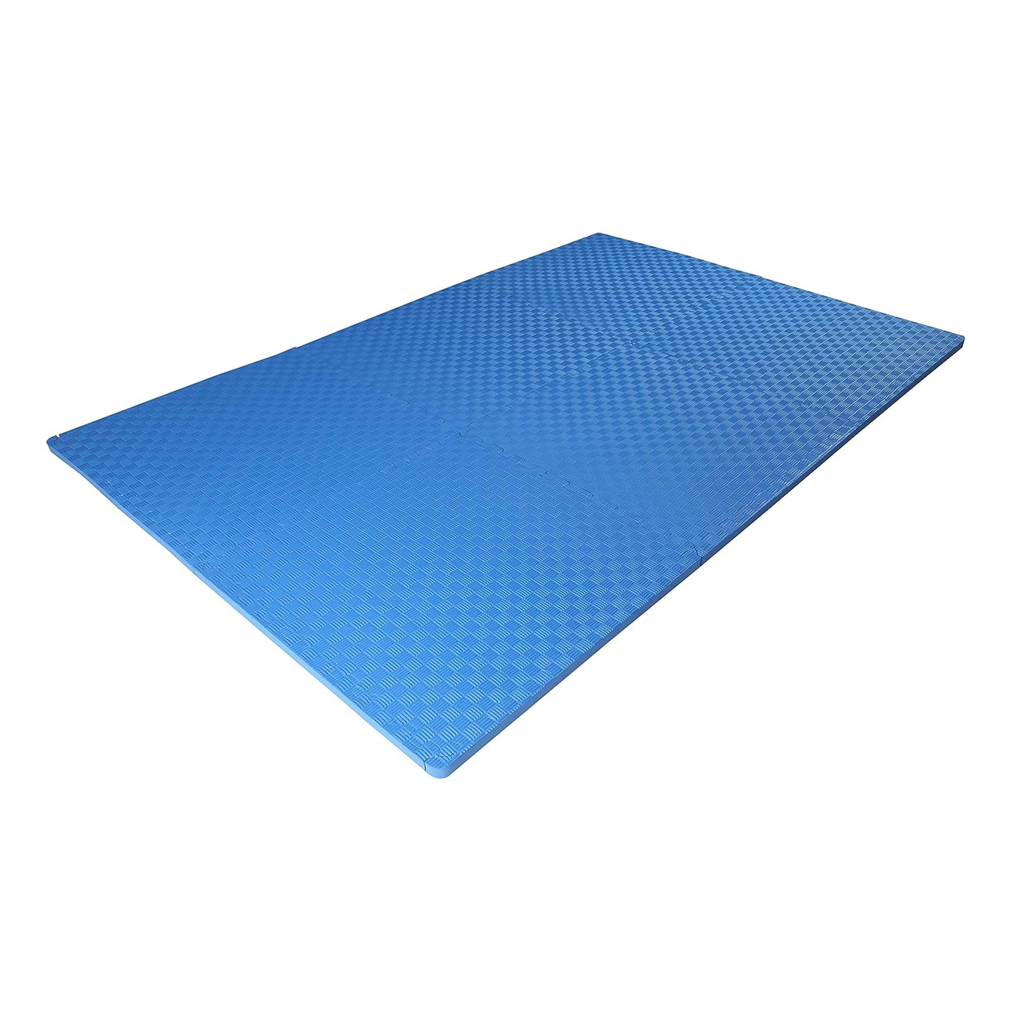 BalanceFrom Puzzle Exercise Mat with EVA Foam Interlocking Tiles for MMA, Exercise, Gymnastics and Home Gym Protective Flooring, One Inch Thick, 24 Square Feet, Blue