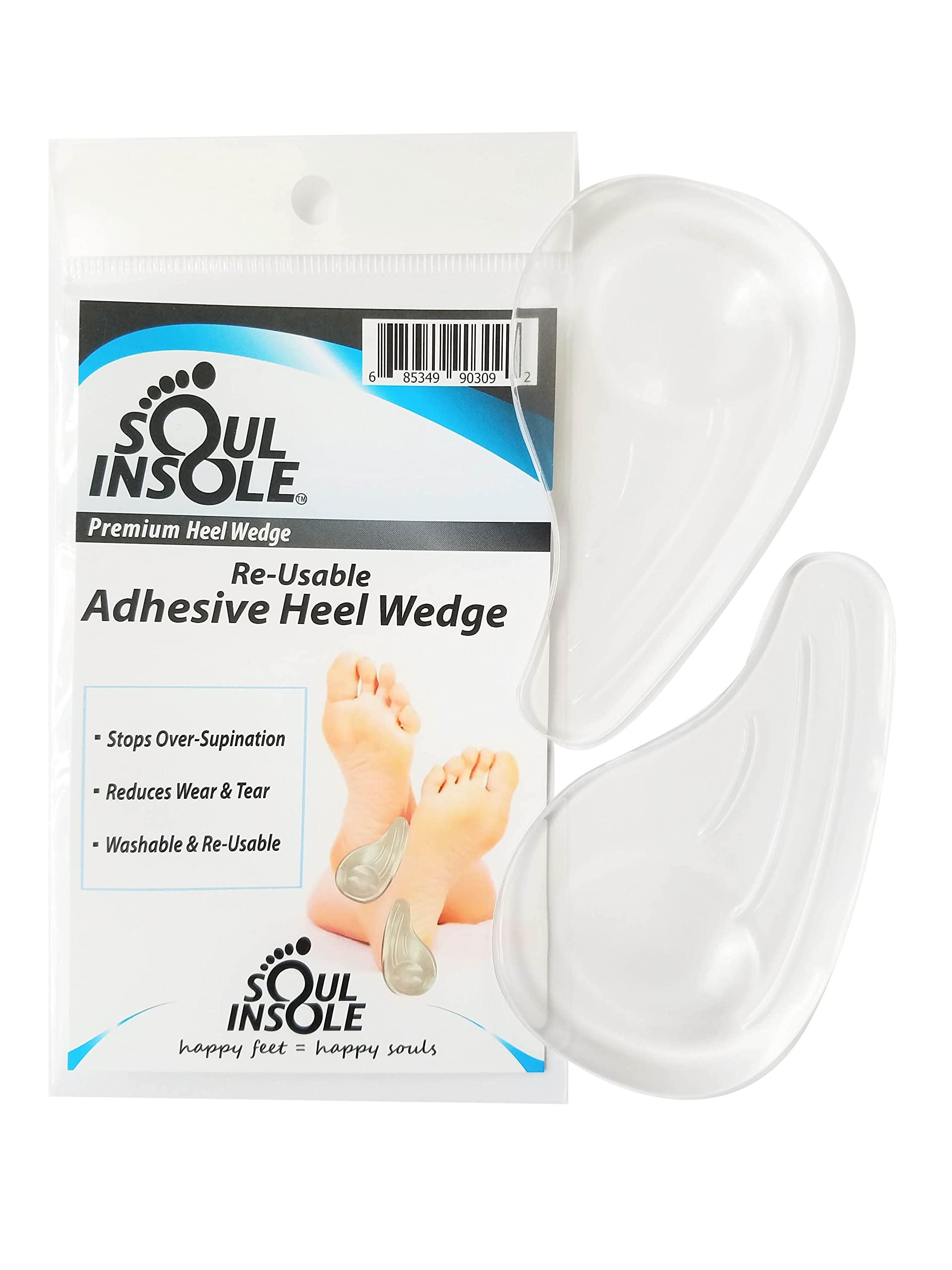 Heel Wedge for Over-Supination/Over-Pronation Re-Usable Adhesive Soul Insole