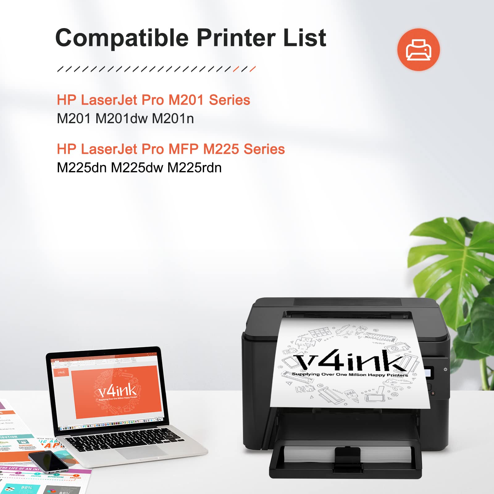 v4ink Compatible CF283X Toner Cartridge Replacement for HP 83X CF283X 83A CF283A for use in HP Laserjet Pro M201 M201dw M201n MFP M225 M225dn M225dw M225rdn Series Printer (Black, 2 Pack)